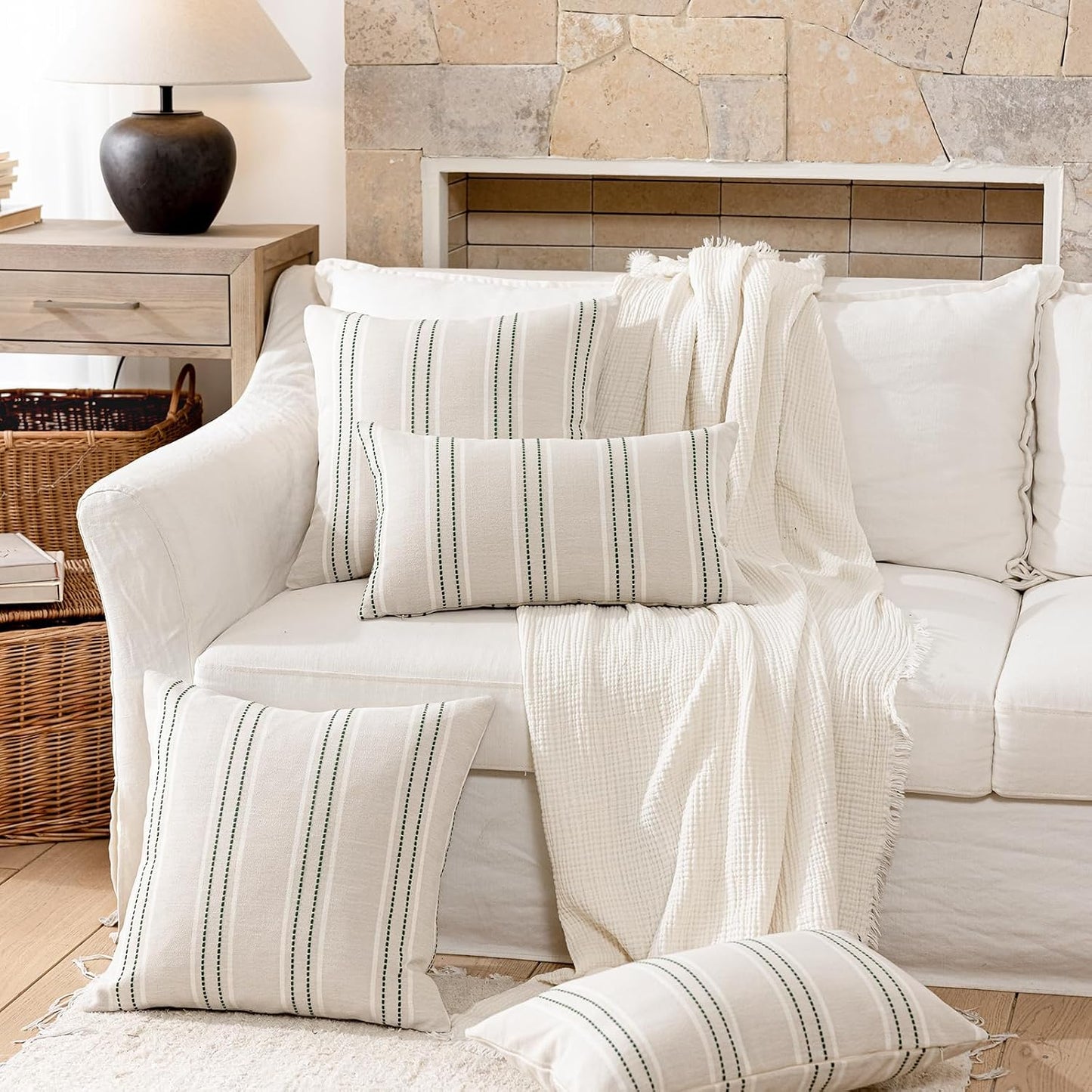 Spring Throw Pillow Covers Green Pillow Covers Farmhouse / Dark Green / 20 x 20 / Set of 2
