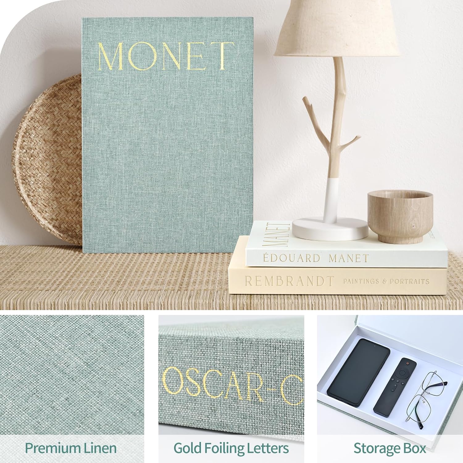 Linen-Covered Fake Books / Set of 3