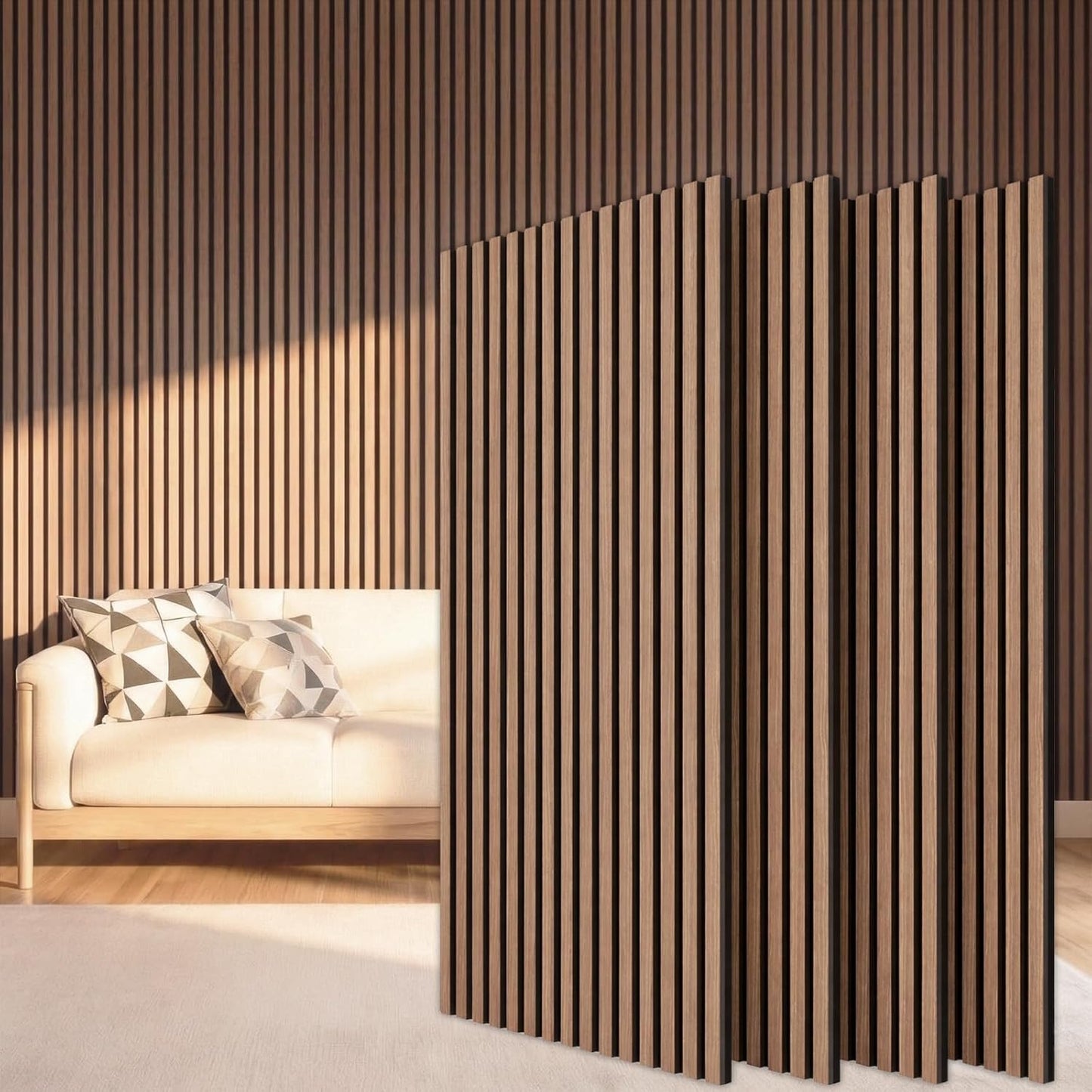 TONOR Wood Slatwall Panels, 4 Pack 47.2" x 23.6"/ 120 x60cm(31ft²) Acoustic Wall Panels, Wood Slat Acoustic Panels for