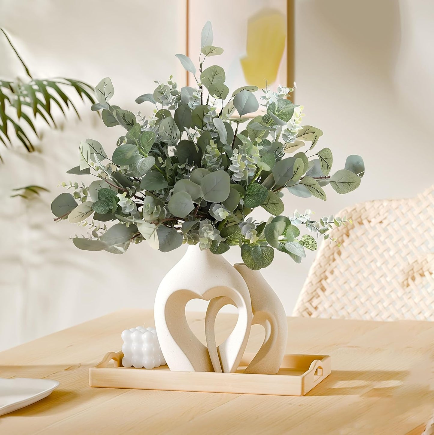 Heart Shaped Ceramic Vase / Pearl White / Set of 2