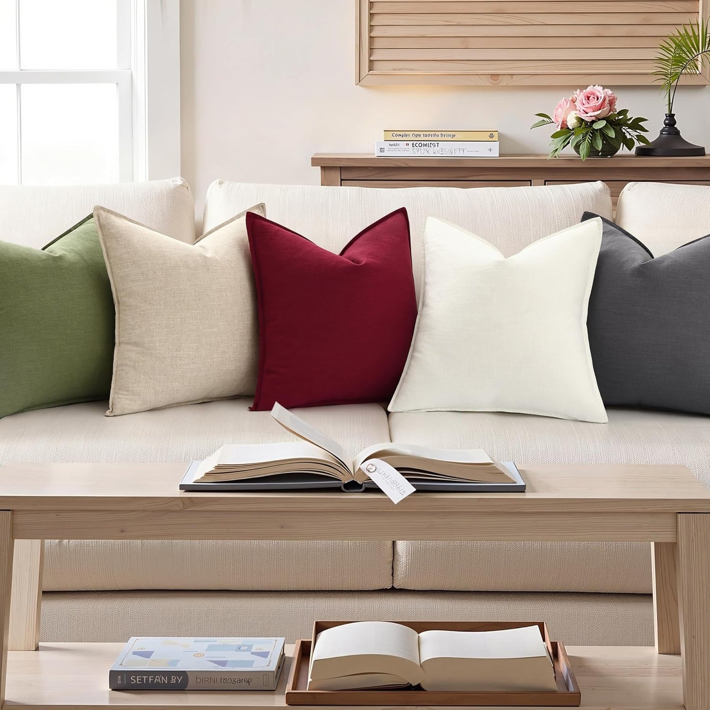 Fall Decorative Linen Euro Sham Throw Pillow Covers Pillow Covers / Dark Grey / 26 x 26 / Set of 2