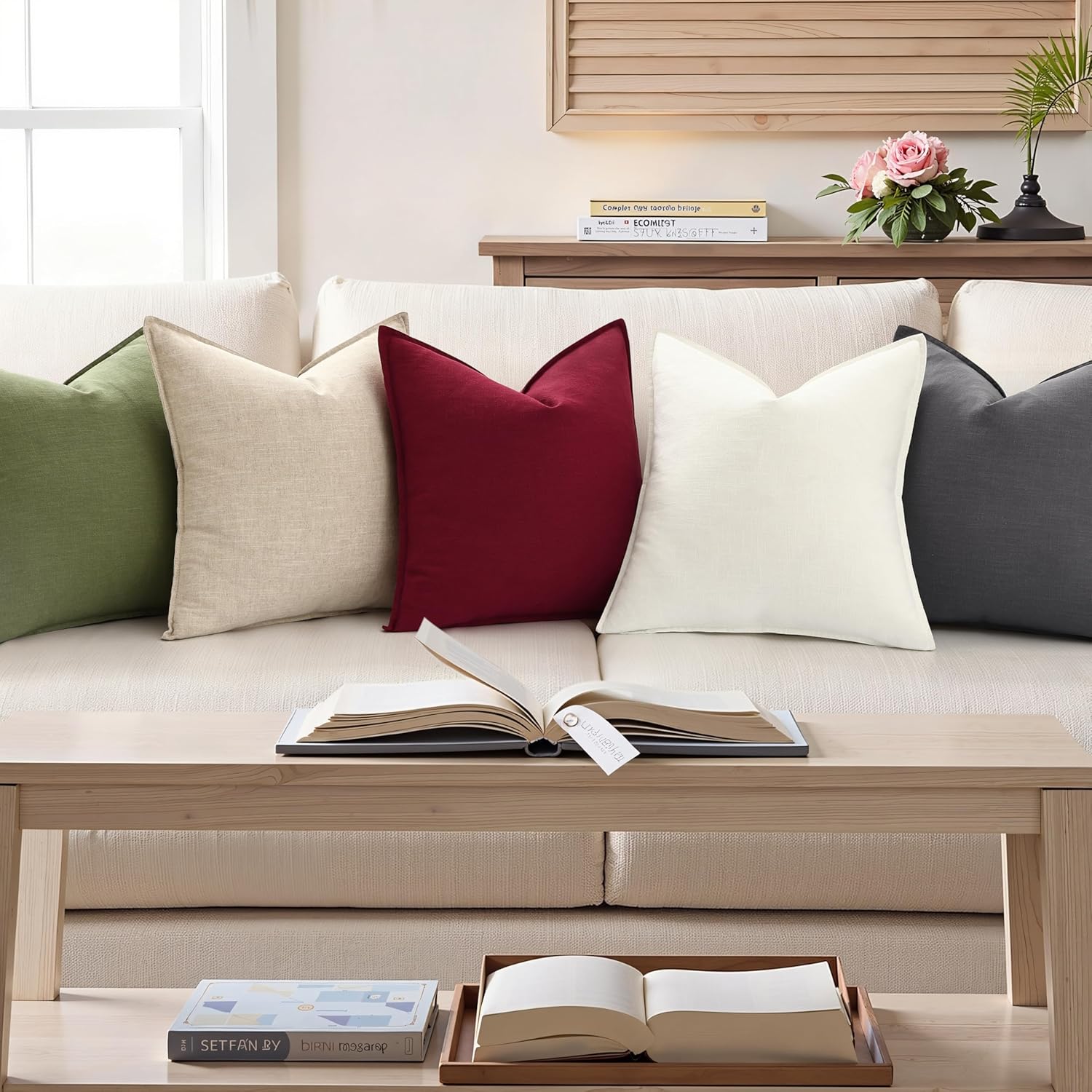 Fall Decorative Linen Euro Sham Throw Pillow Covers Pillow Covers / Dark Grey / 26 x 26 / Set of 2