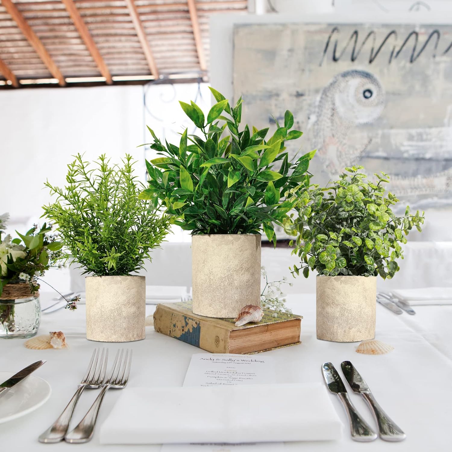 Artificial Plants Mini Fake Hanging / Eucalyptusgreen / Set of 3