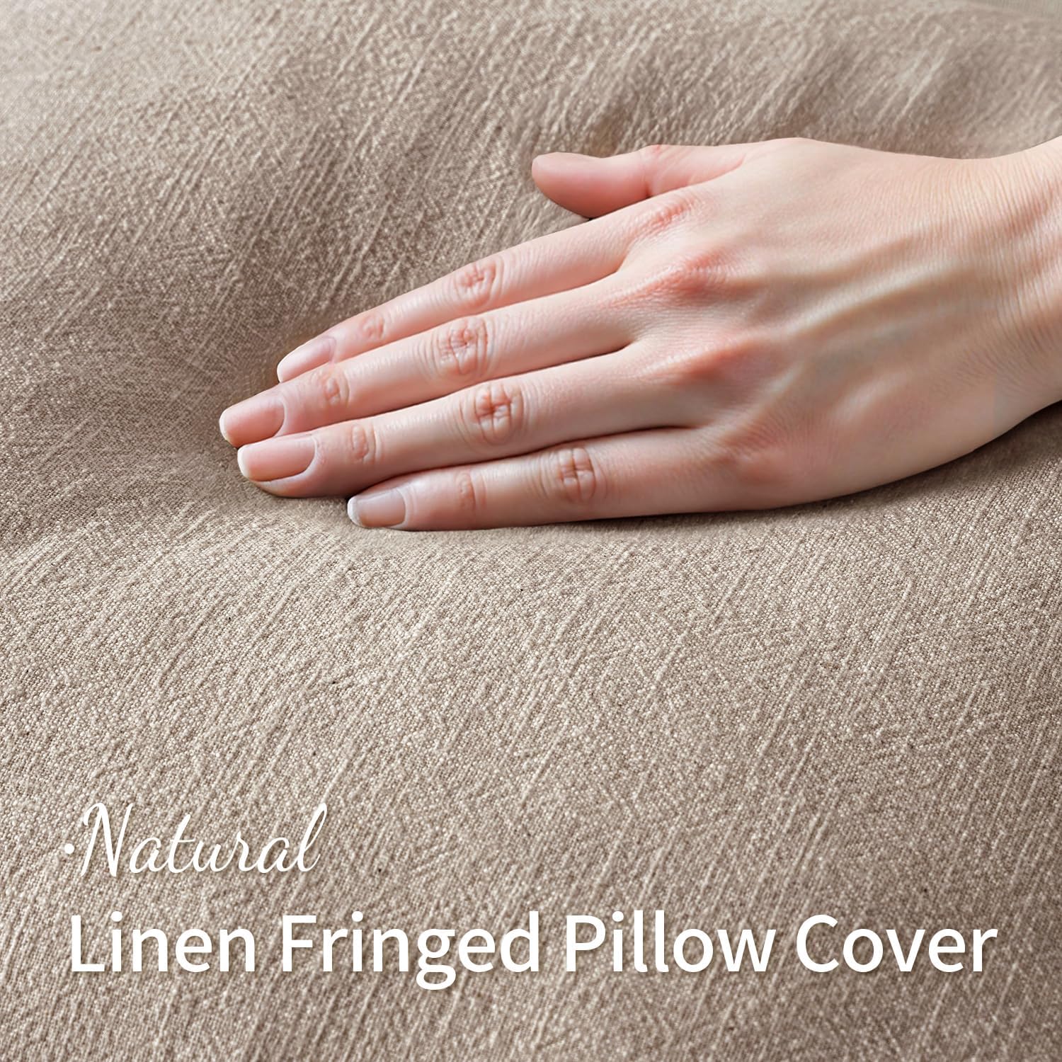 Decorative Throw Pillow Covers Neutral Linen Fringe Throw / 20 x 20 / Natural Linen / Set of 2