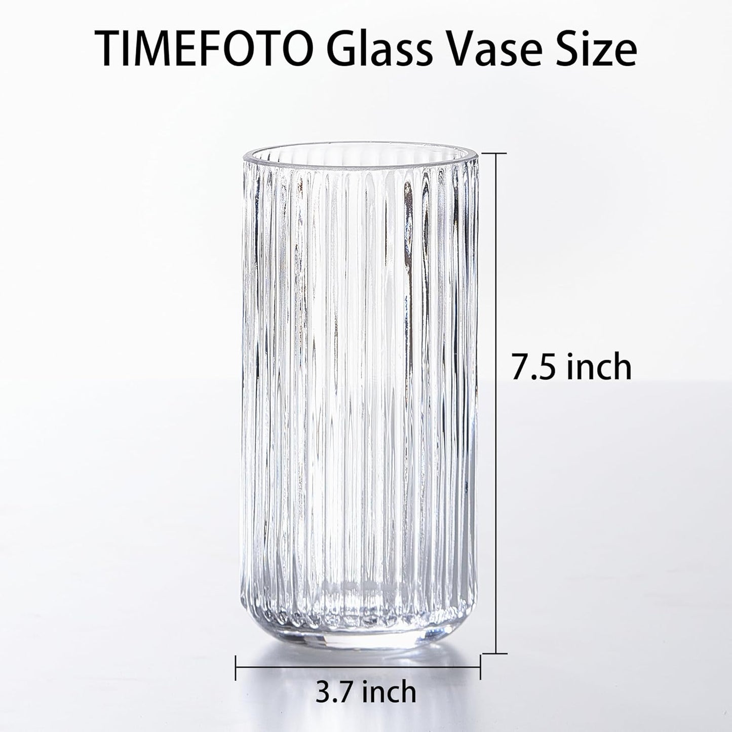 Glass Flower Vase for Pampas Grass / Clear / 7.5 Inch