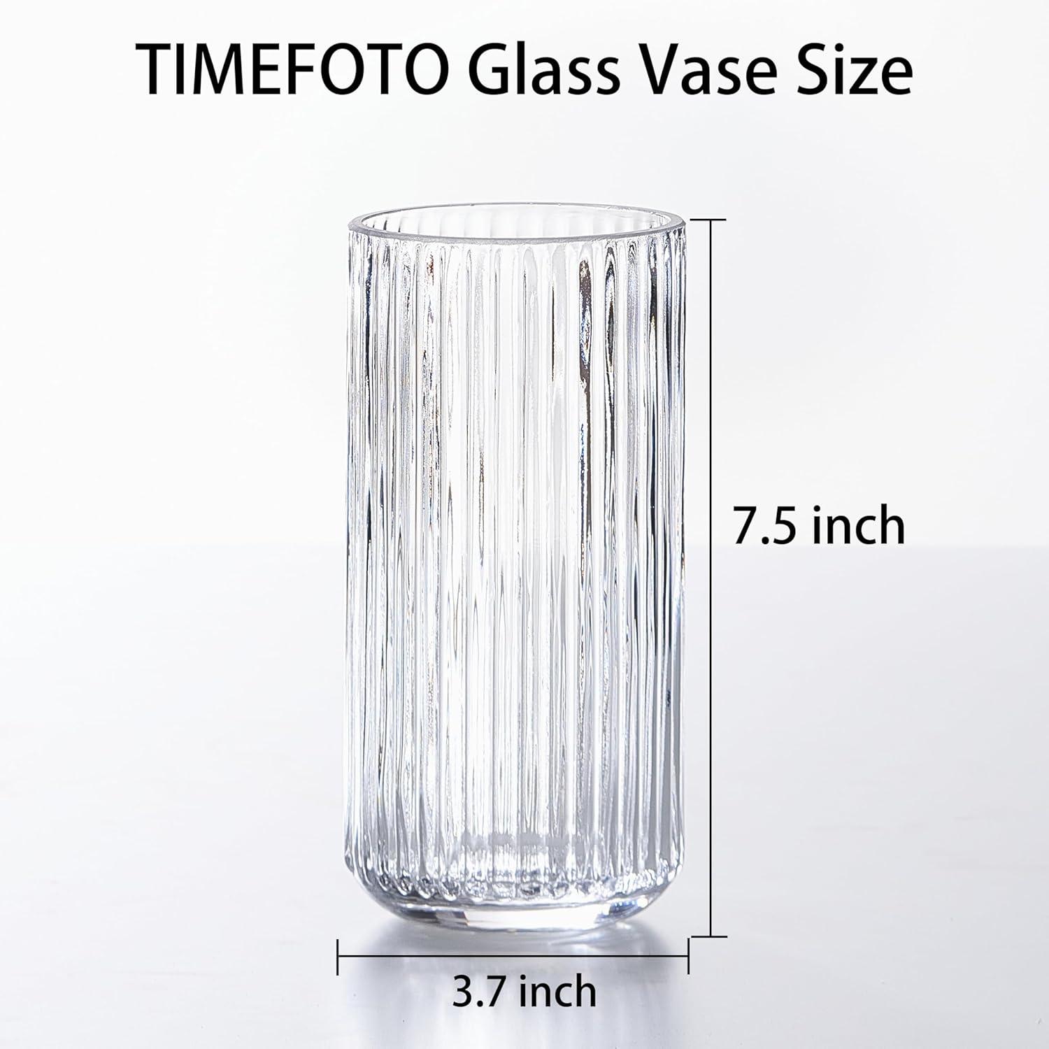 Glass Flower Vase for Pampas Grass / Clear / 7.5 Inch