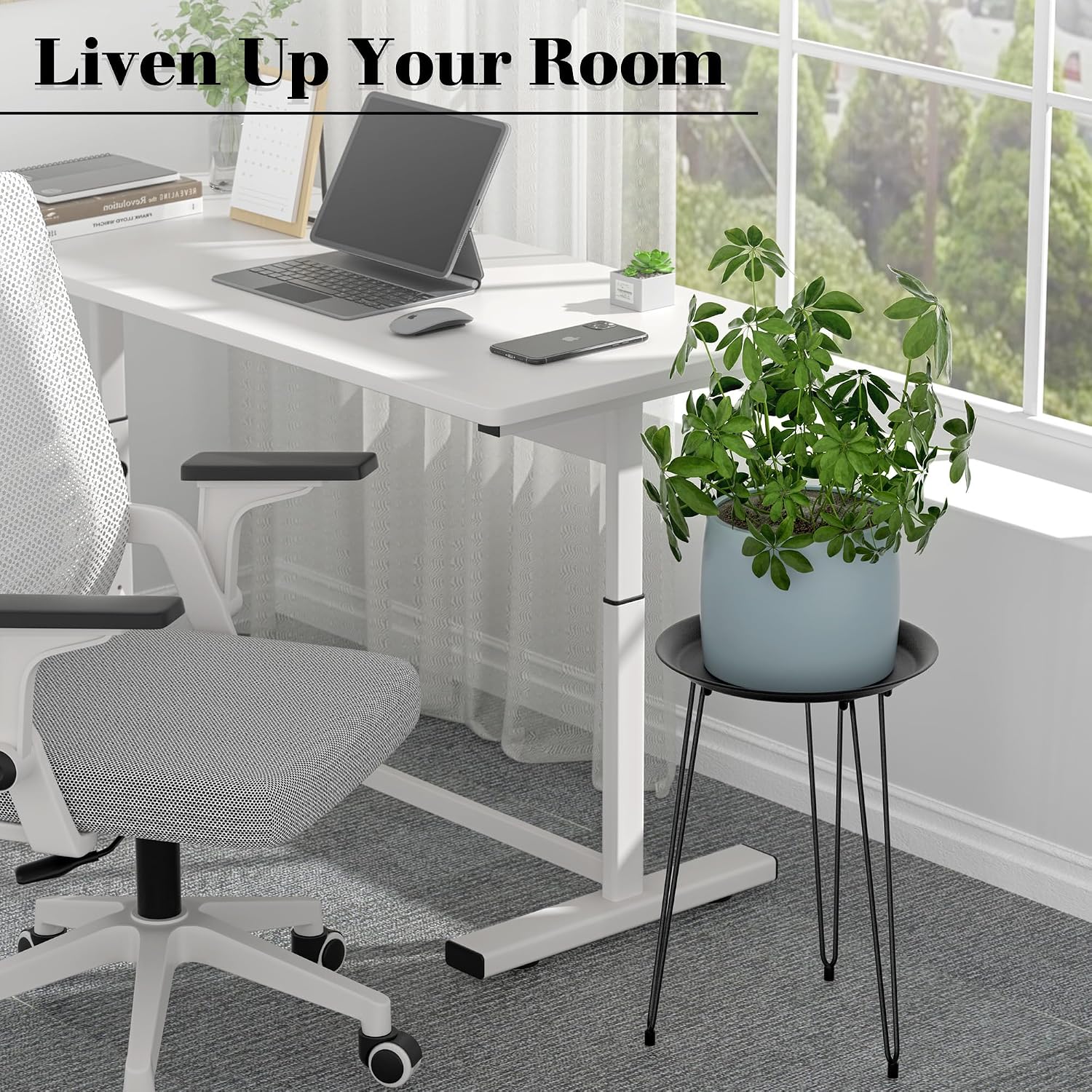 Metal Plant Stand Indoor Outdoor, Tall Flower Pot Stand | Heavy Duty Plant Stool Tall Flower Pot Round Plant Table for
