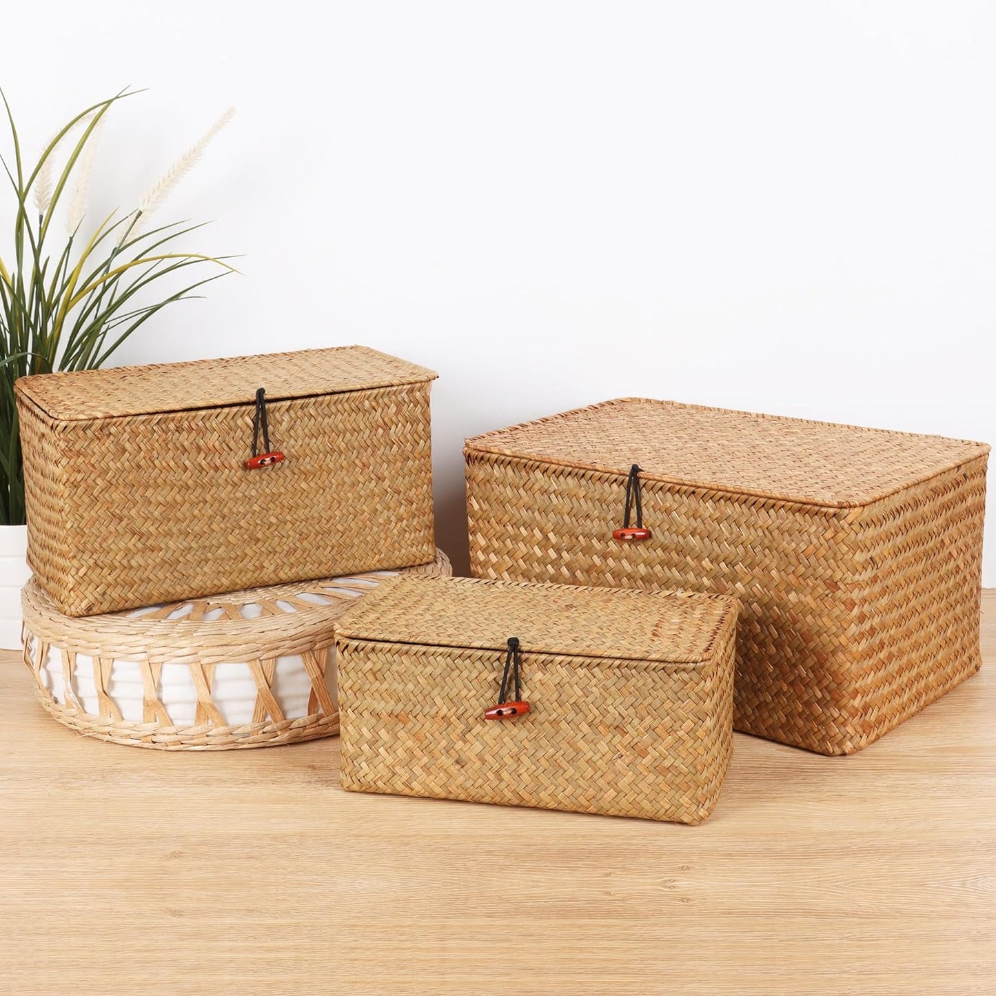 Wicker Shelf Baskets / Natural / Set of 3
