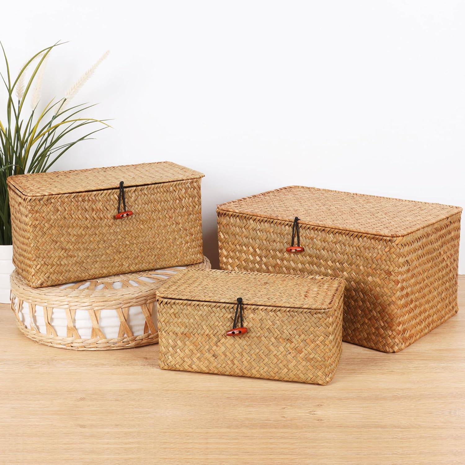 Wicker Shelf Baskets / Natural / Set of 3