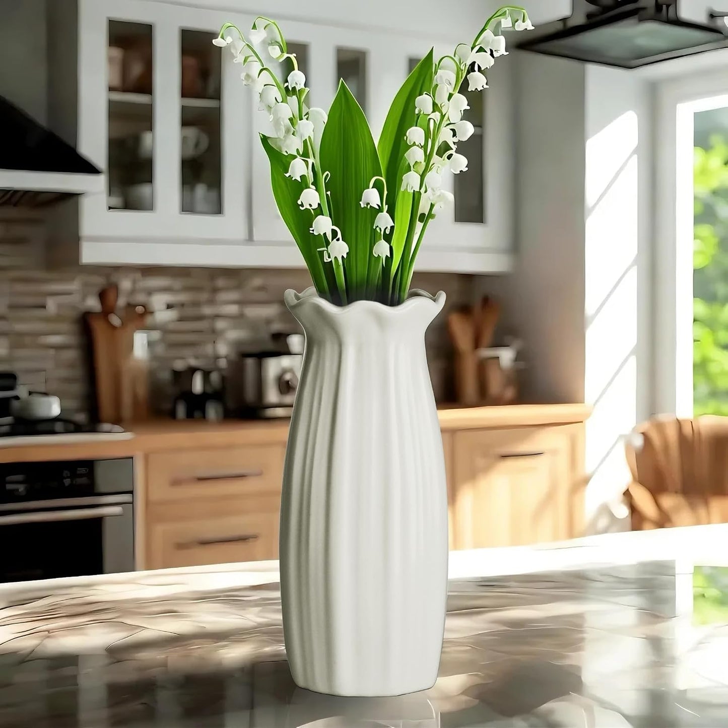 Ceramic Vase Small Vase Can be Used as Bedroom Study Living Room Dining / Hpby-03 / White / 7 Inch