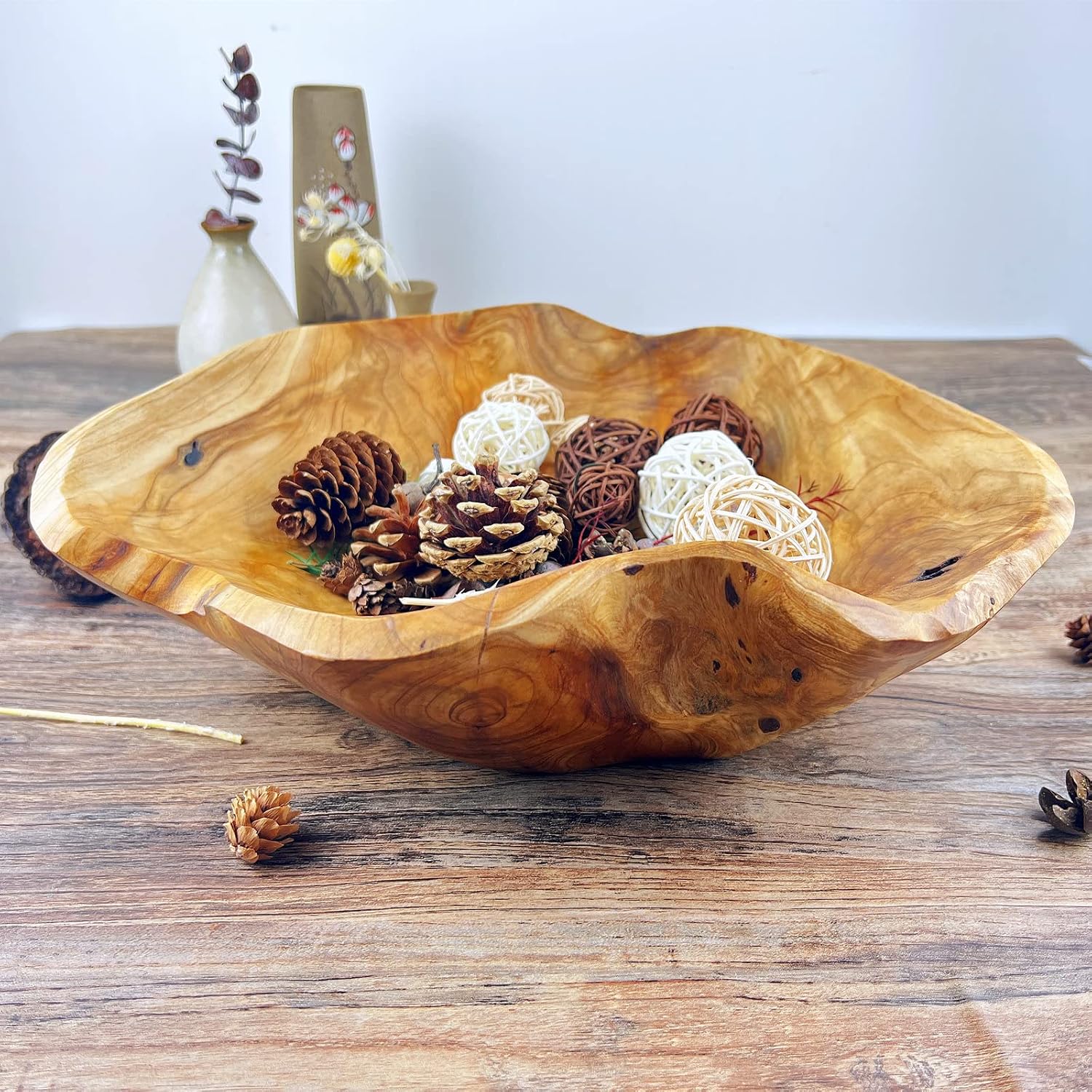 Wooden Bowl for Decor / Large 12"-14 / Natural