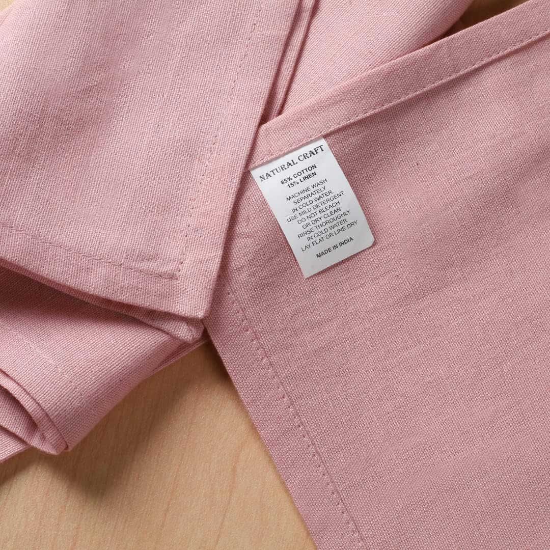 NATURALCRAFT Cloth Napkins Set of 12 Cotton Linen18x18 inch Blush Pink | Washable Reusable Fabric Soft Durable Quality