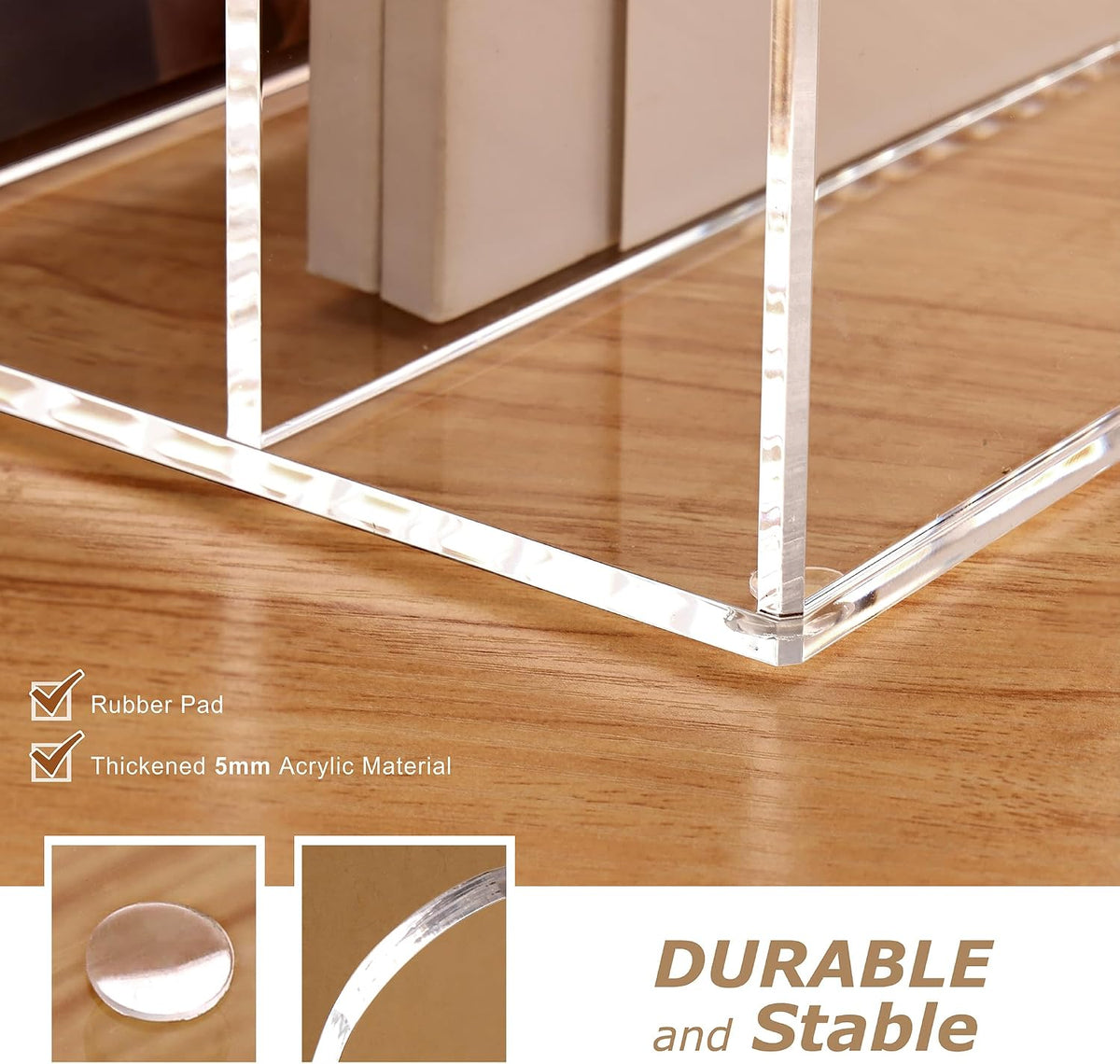 SANRUI Acrylic Magazine Holder Desk Organizer Workspace Sorter Clear 4 Slot | Bookend File Sorter Holder,Folder Rack