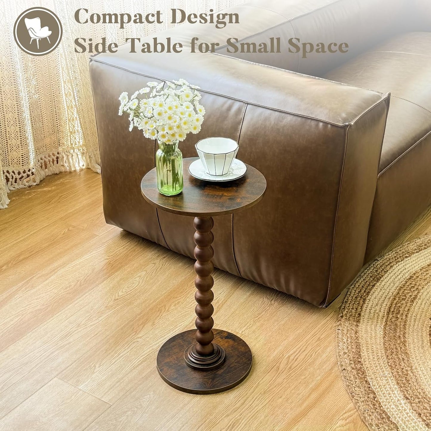 Modern Accent Nightstand / Rustic Brown