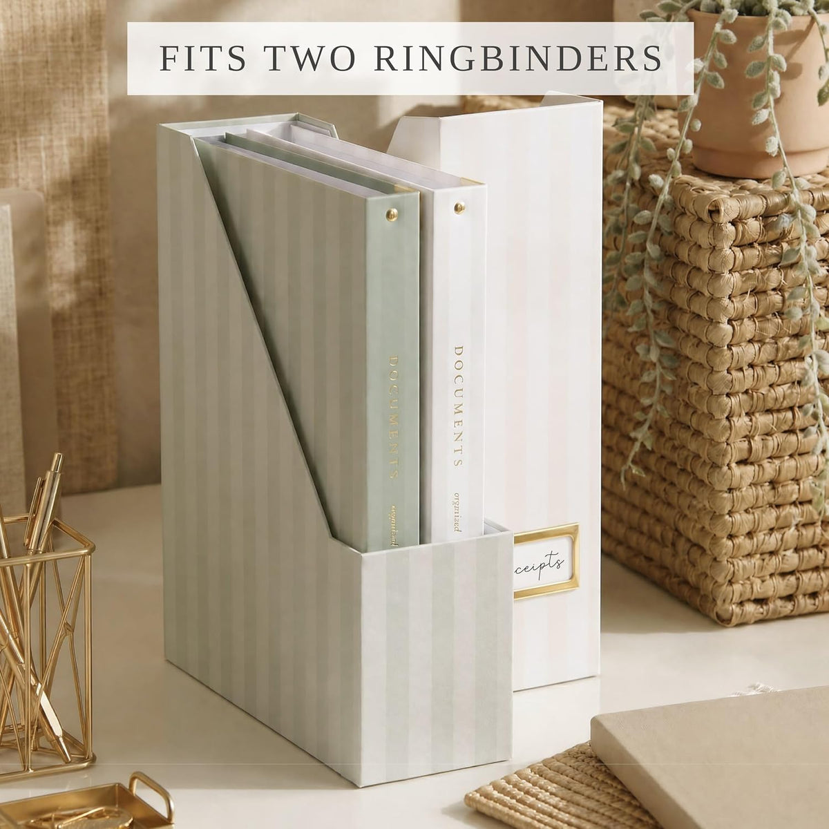 Beautiful Magazine Holder Set of 3 - Sturdy File Holder for Desk or Shelves | The Perfect Office & Work Storage to
