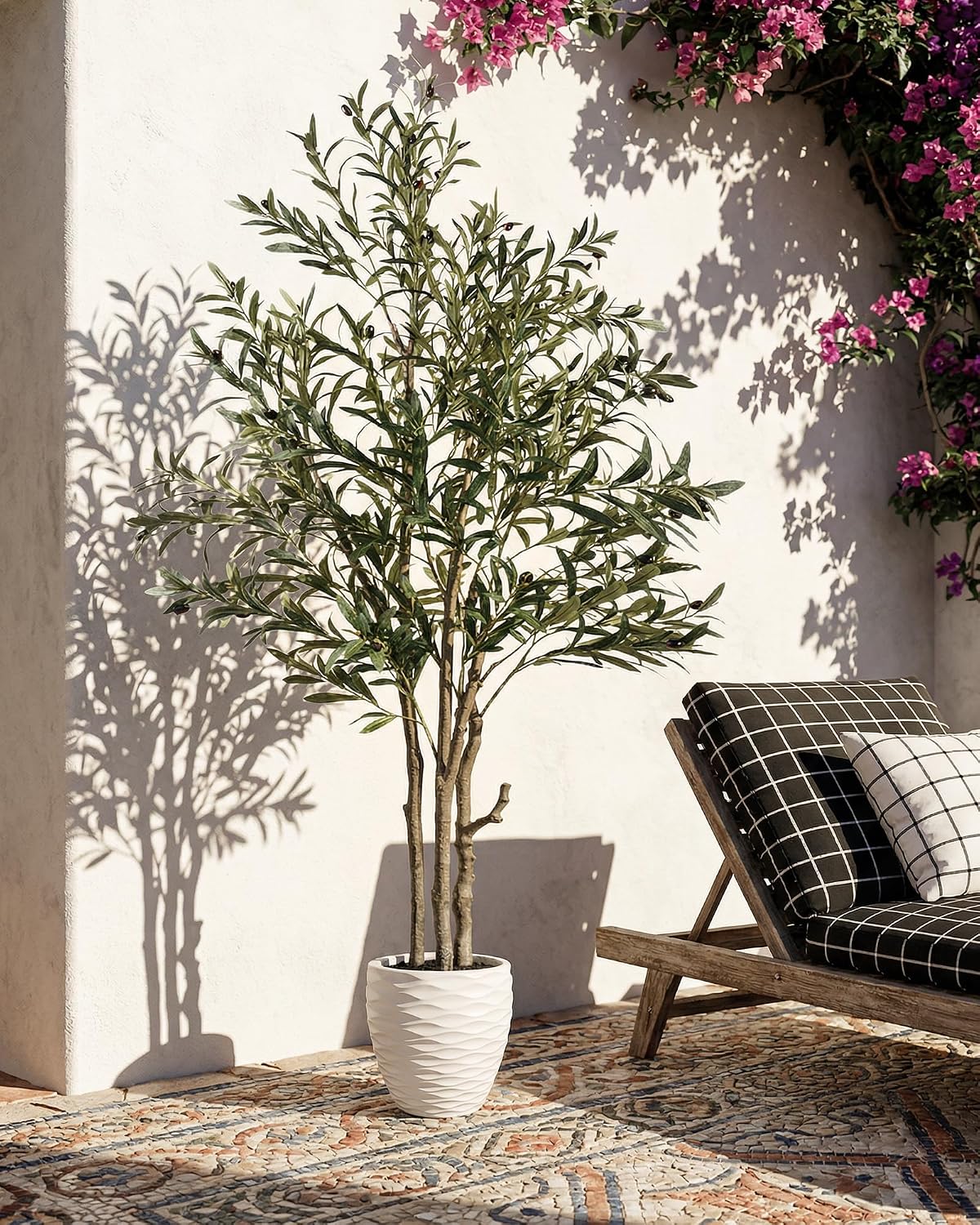 Lifelike Fake Olive Tree Floor Plant / Matte Beige / 6 Inch