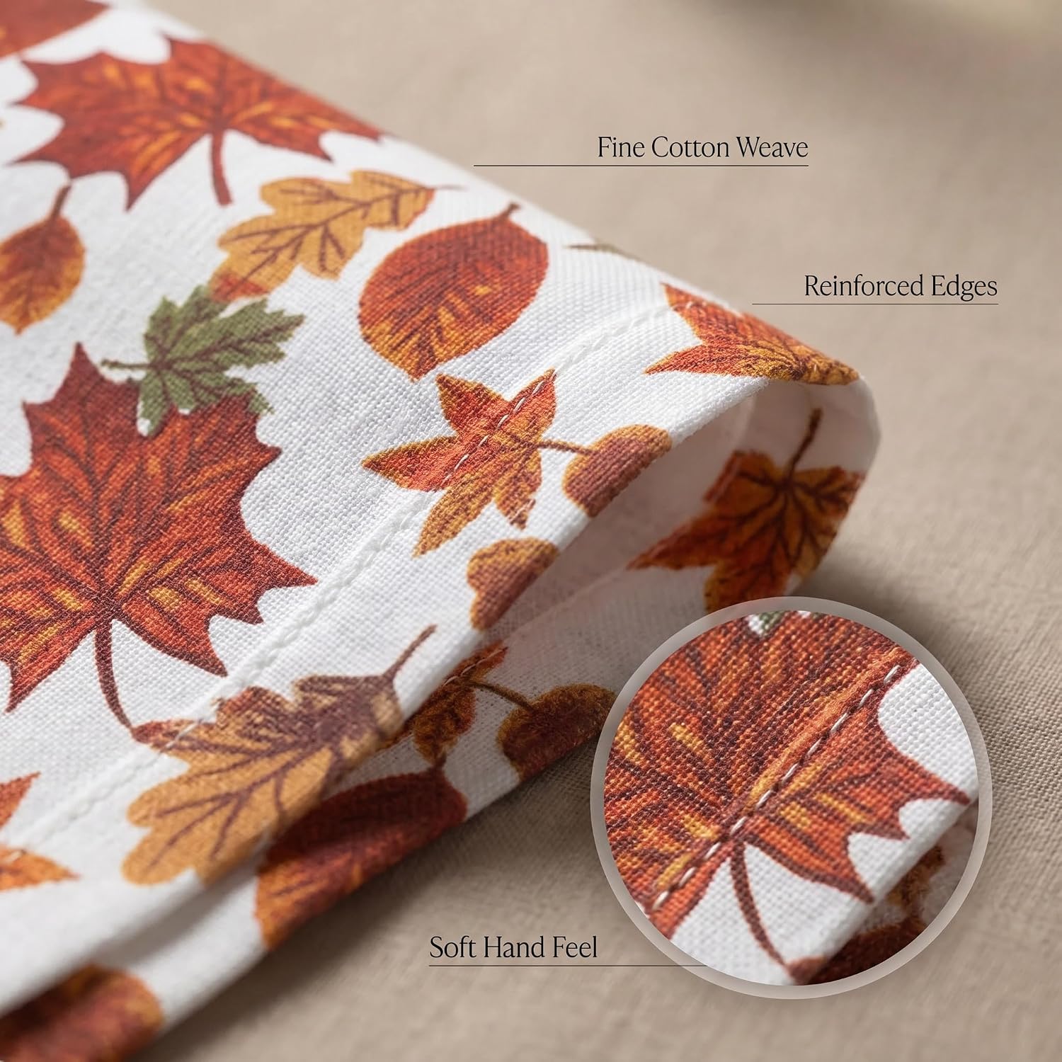 Urban Villa Cloth Napkins Cotton 20x20 (Set of 12) Harvest Leaf Print