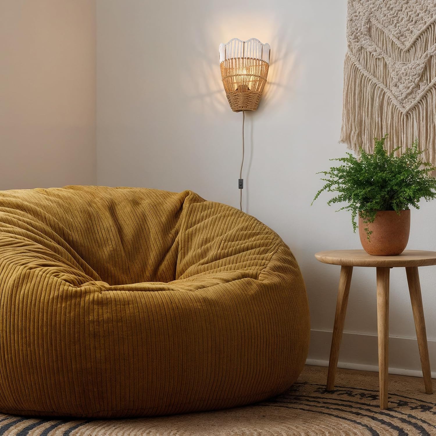 Handwoven Rattan Wall Lights / Boho C / Set of 2