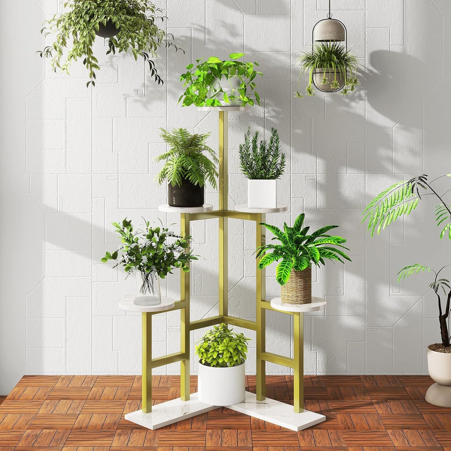 IBUYKE 6 Tier Plant Stand Indoor, Tall Flower Pot Stand for Multiple Plants, Tiered Corner Plant Shelf for Living Room