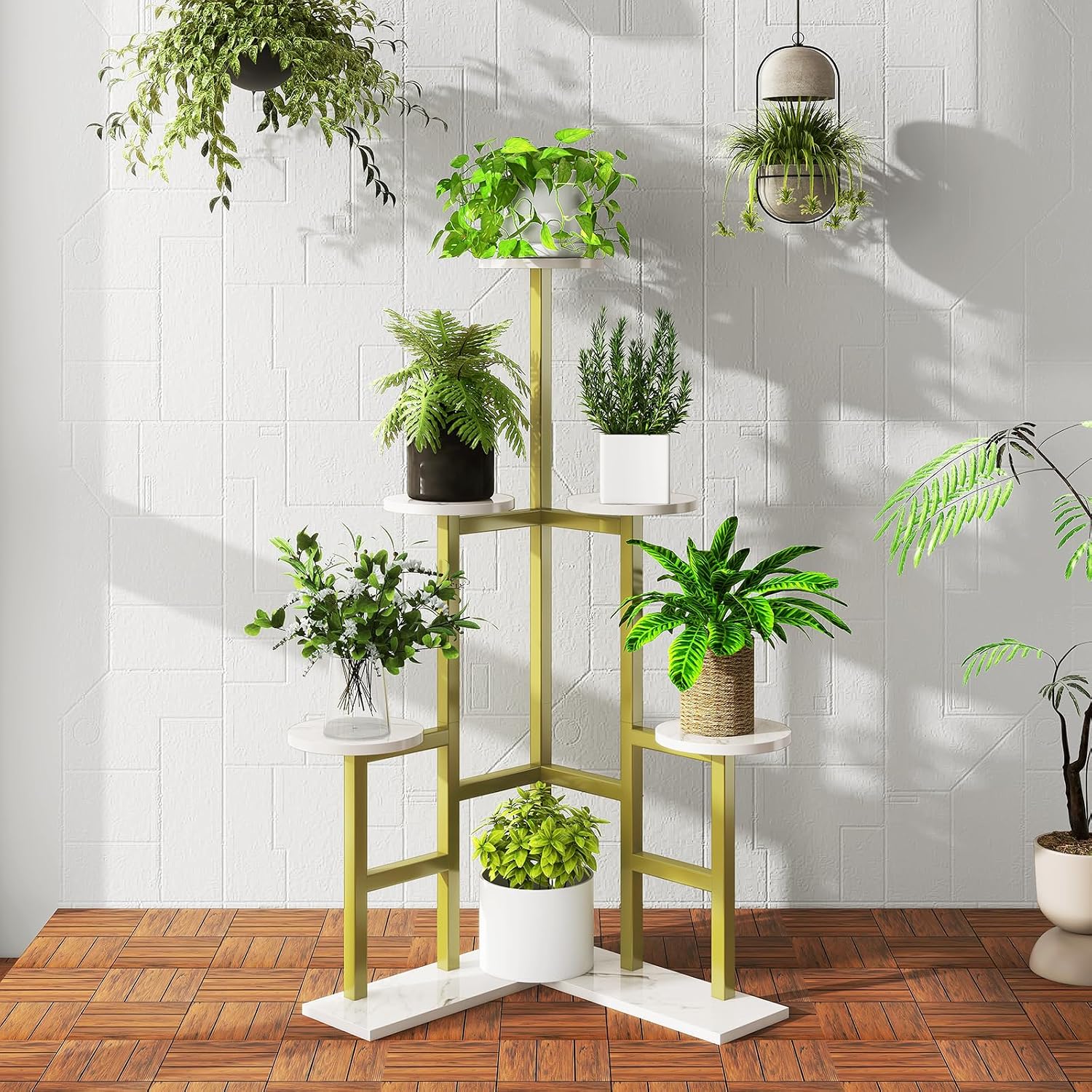 IBUYKE 6 Tier Plant Stand Indoor, Tall Flower Pot Stand for Multiple Plants, Tiered Corner Plant Shelf for Living Room