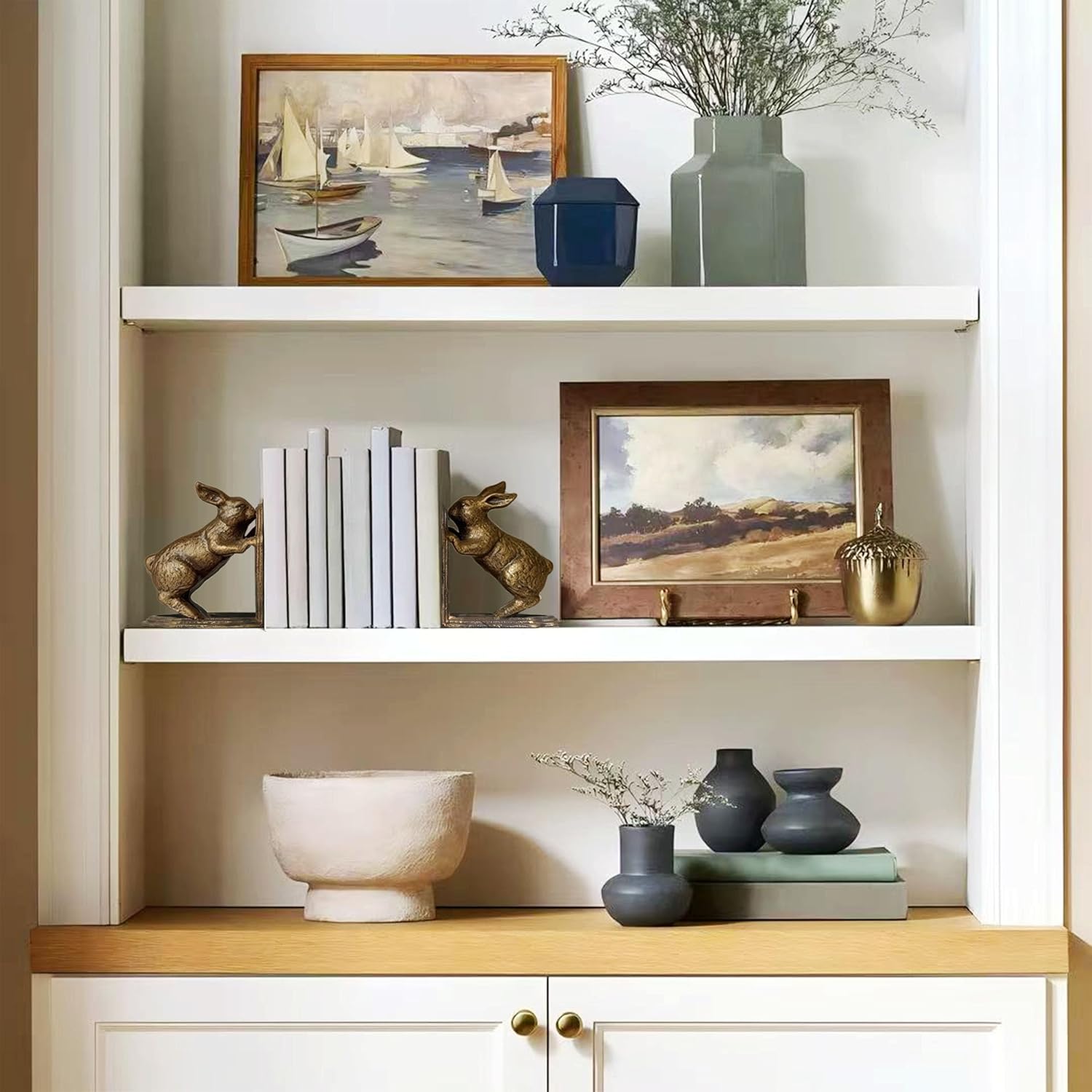 Unique bookends for Heavy / Antique Gold Bunny