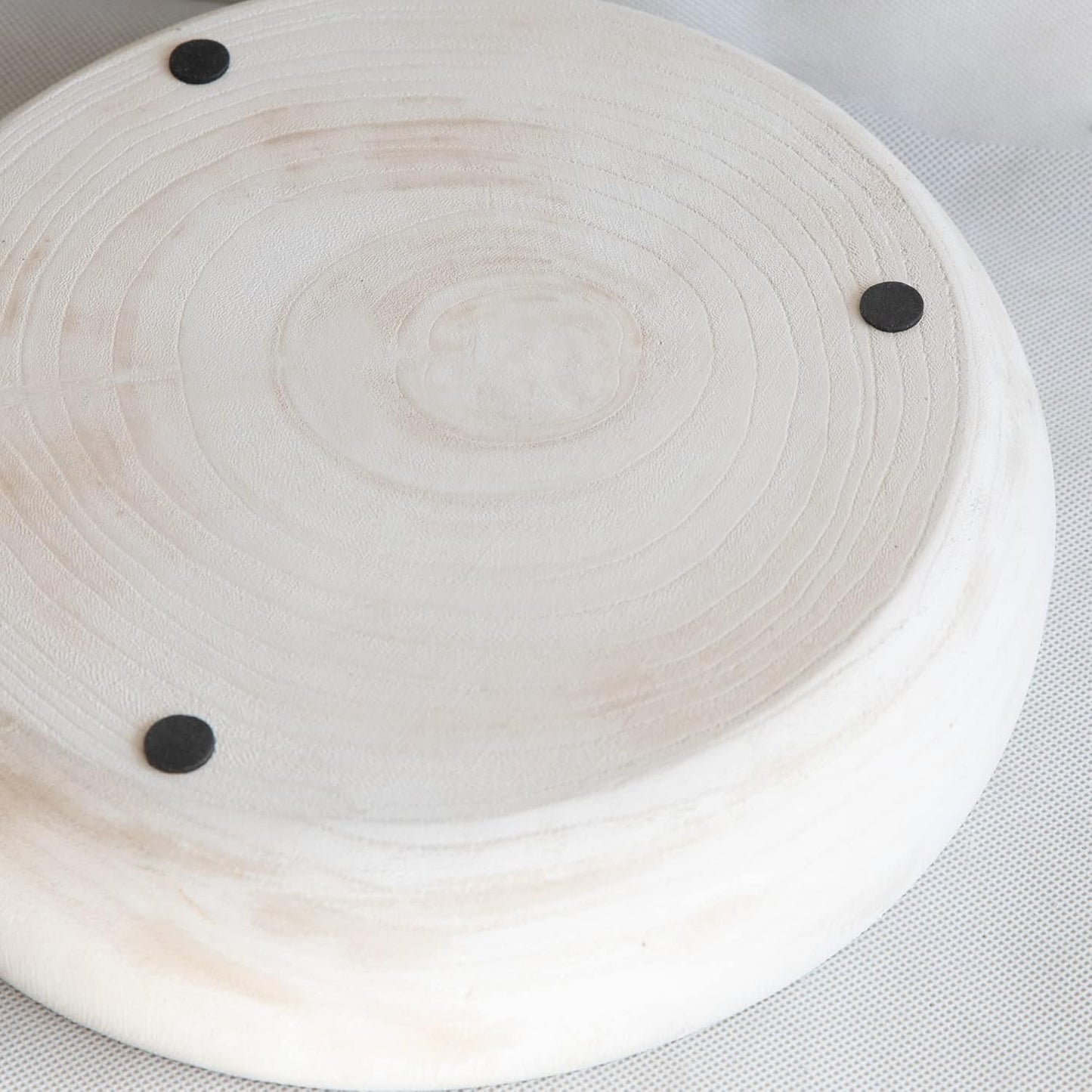 Paulownia Wood Hand Carved Tray / Washed White