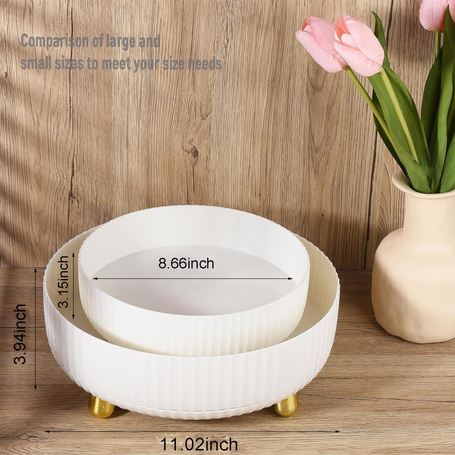 Makeup Perfume Organizer Tray 360 Degree Rotating Lazy Susan Skincare Lotion / White / Set of 9