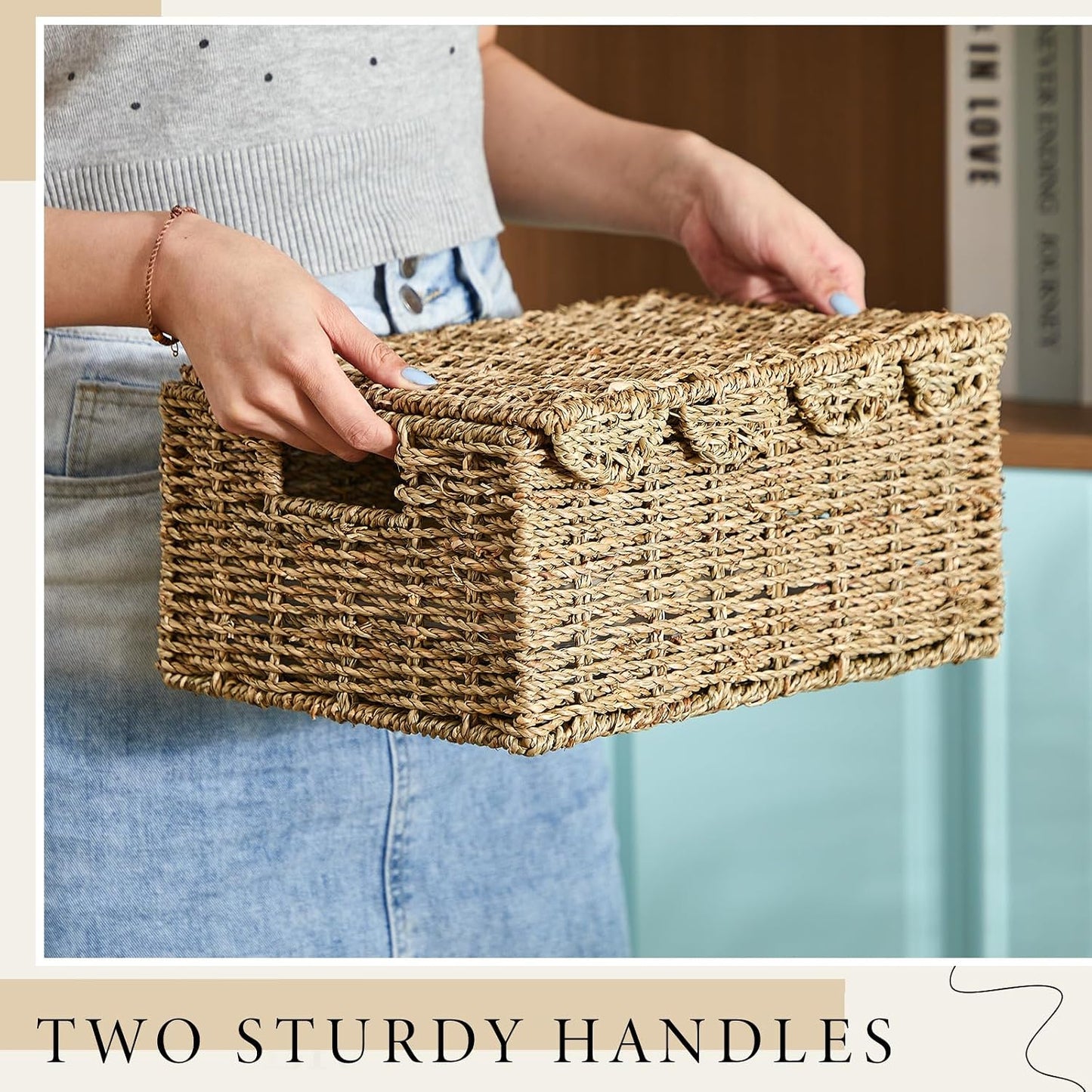 Scalloped Edge Wicker Basket Set / Seagrass / Set of 2