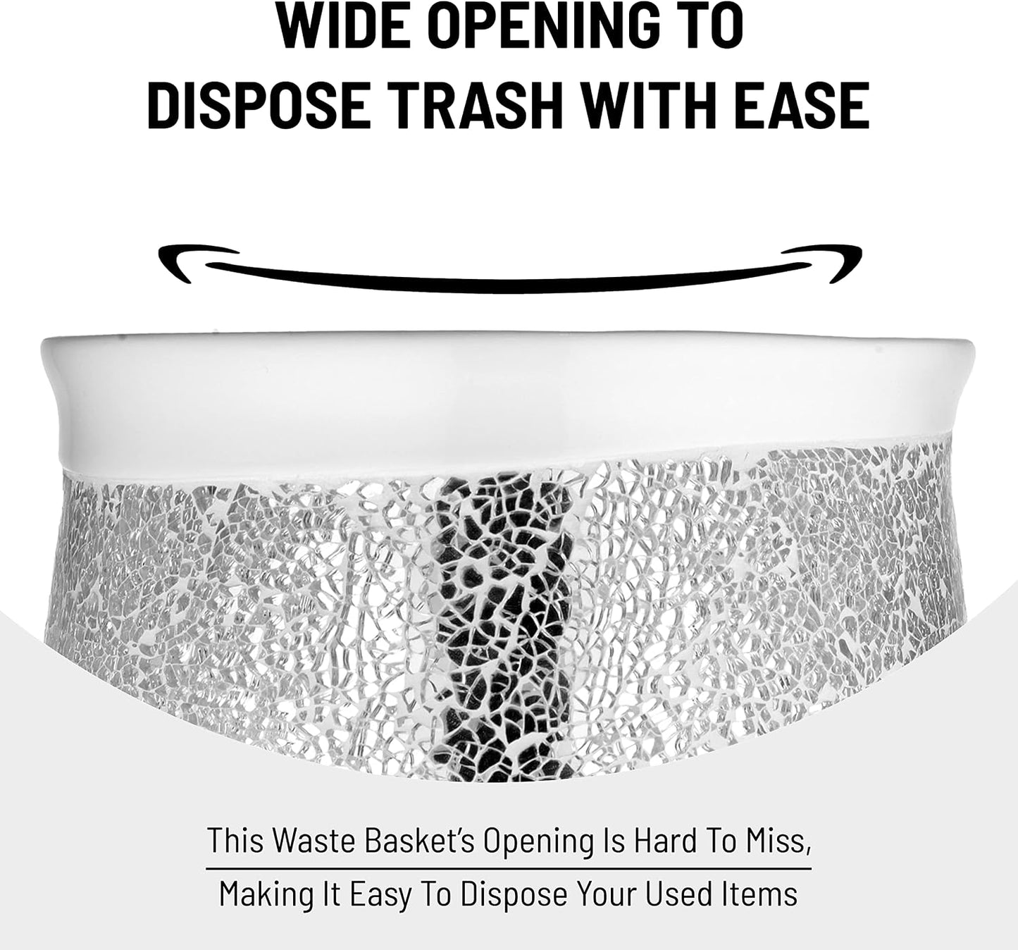 Zahari Home 2pc Sinatra White Modern Bath Accessories Set Waste Basket & Tissue Box Modern Decorative Beautiful Designs