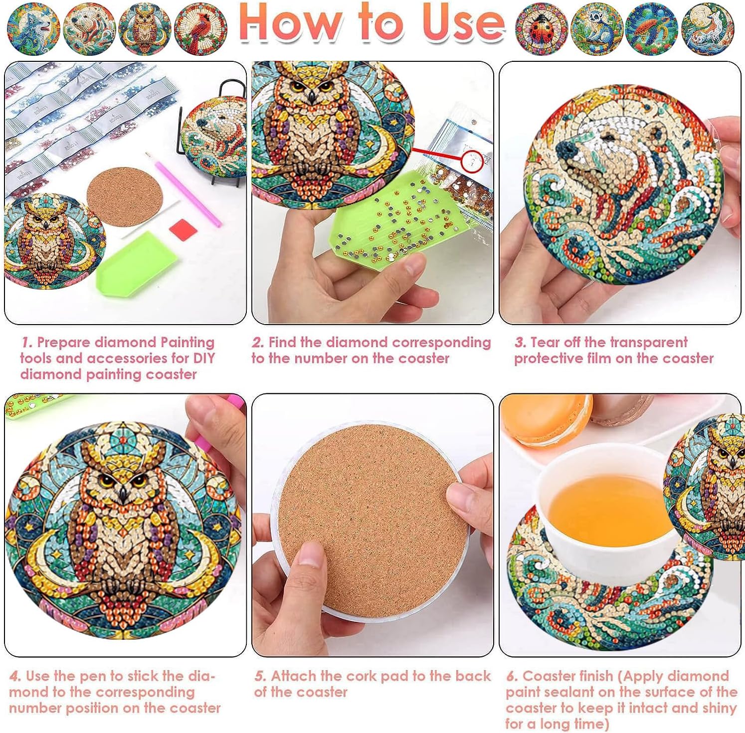 Holder / Arts and Crafts Supplies / Animals-3 / Set of 8