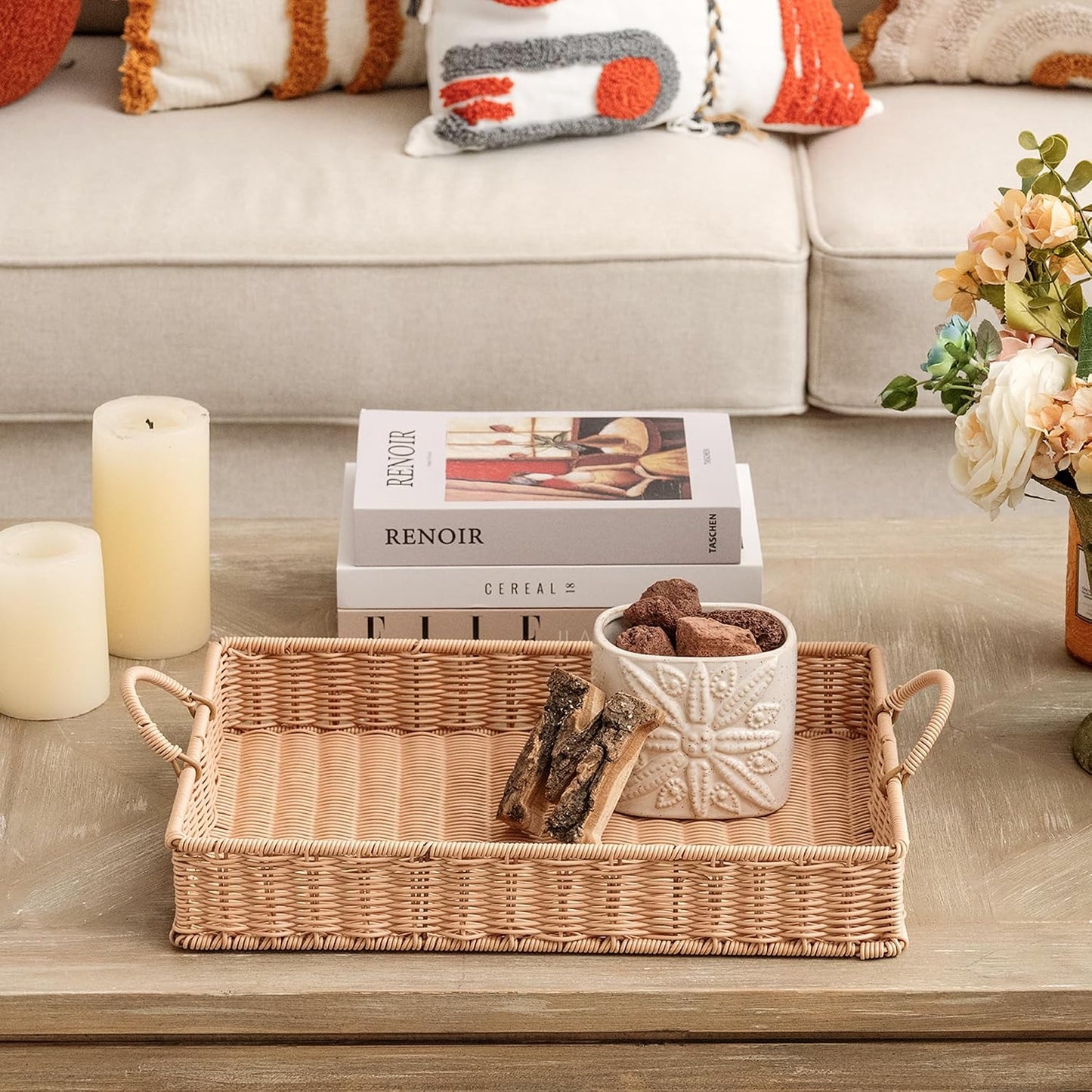 Wicker Serving Trays / Nude Color