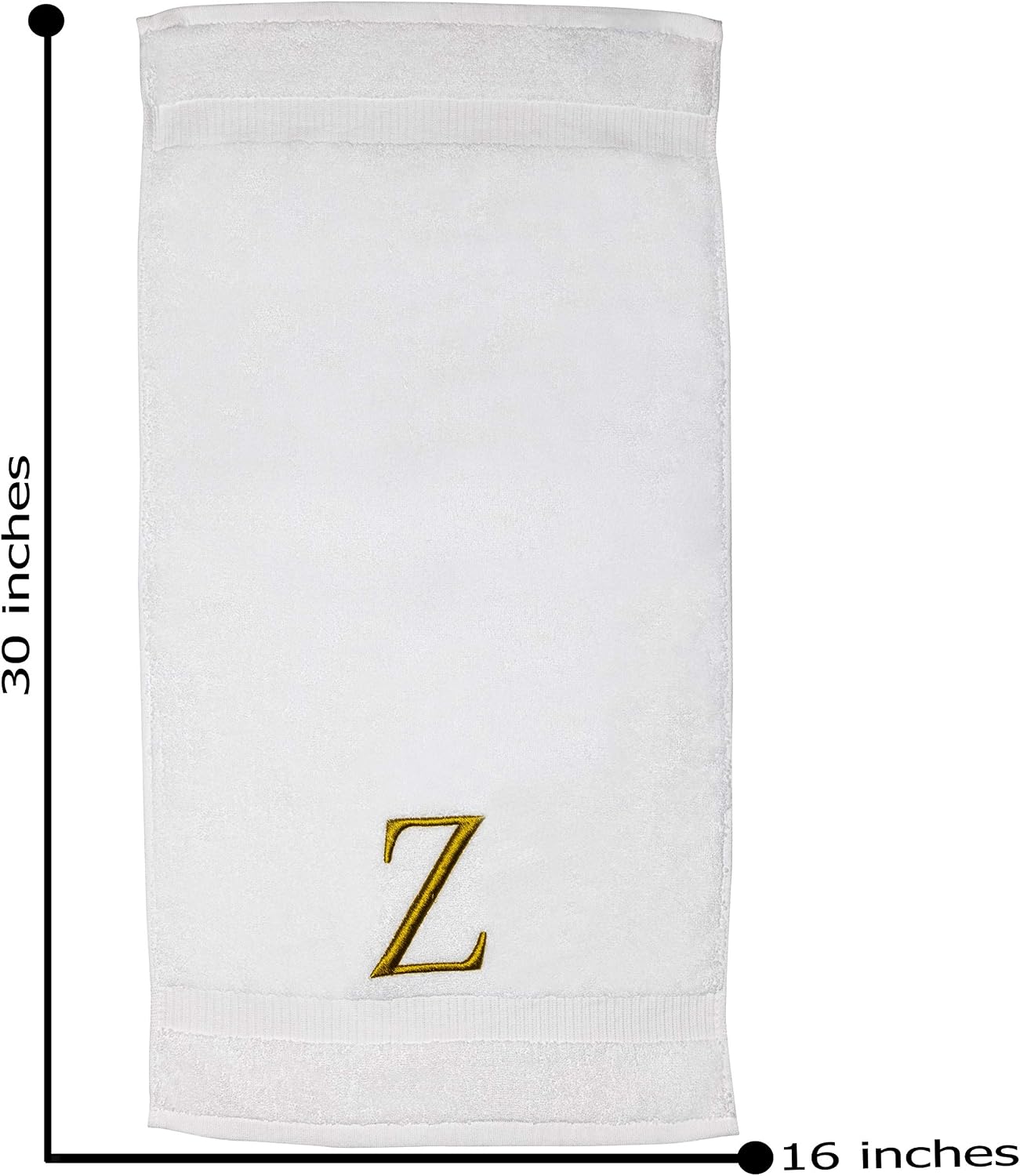 White with Gold Monogrammed Hand Towels for Bathroom - Set of 2 Letter Z | Luxury Hotel Quality Initial Towels For