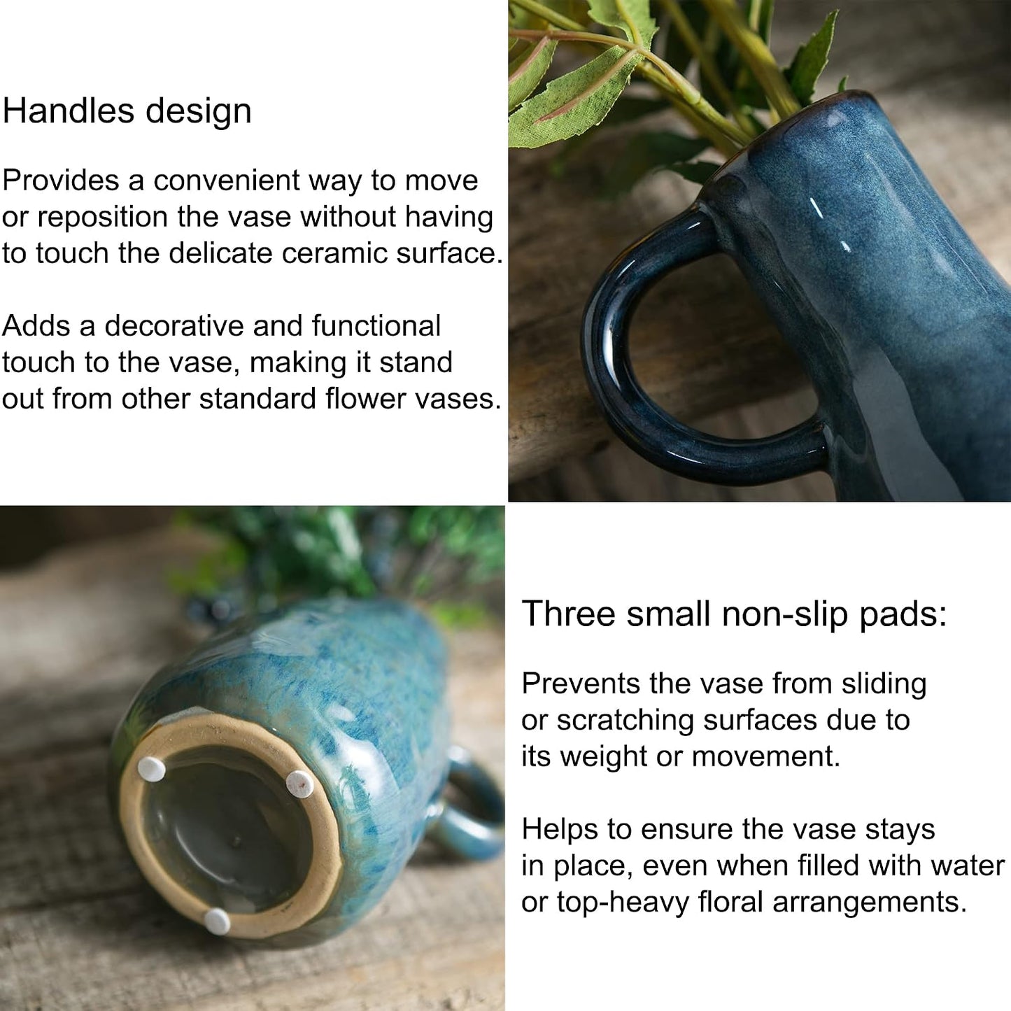 Ceramic Vase / Decorative Clay Vase Modern Farmhouse / Blue / Set of 2