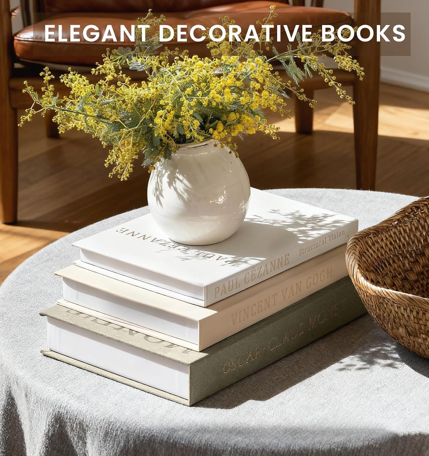 Faux Decor Book Storage Box for Decoration / Green/beige/white / Set of 3
