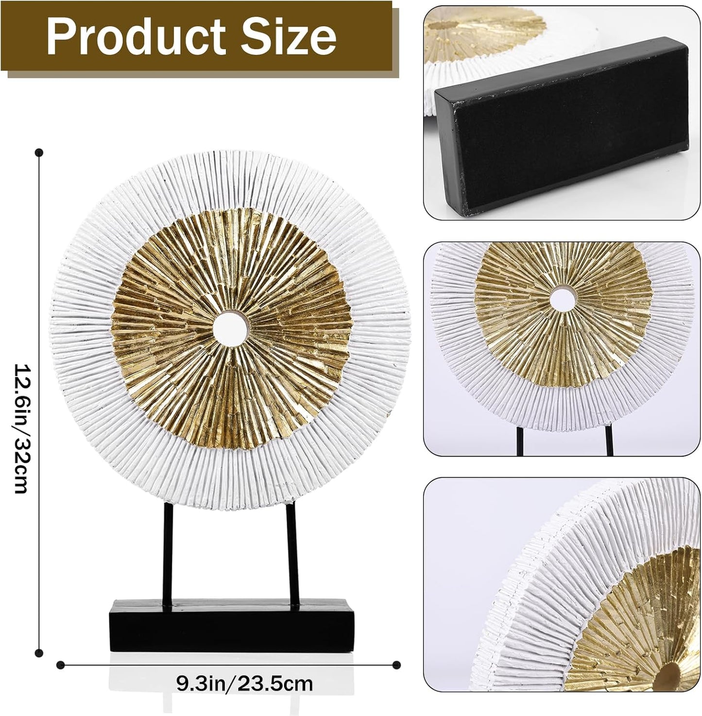 Wood Color Round Irregular line Statue / White Gold