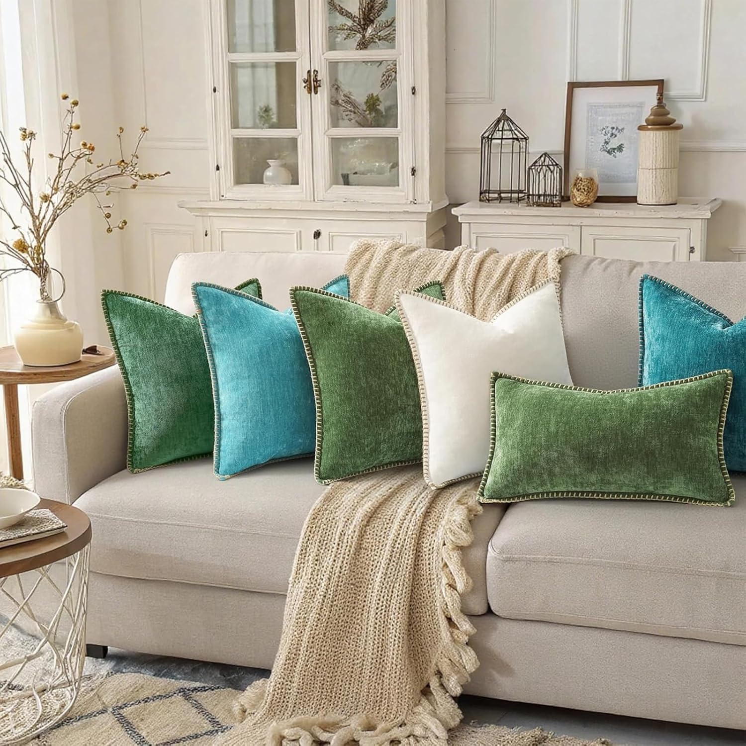 Fall Chenille Soft Throw Pillow Covers / Forest Elf / 18 x 18 / Set of 2