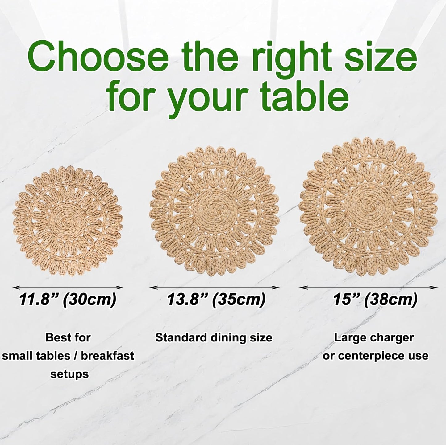 13.8" Set of 8 Round Woven Corn Husk Placemats by Laquedecraft | Protects Tables from Heat & Scratches, Perfect for