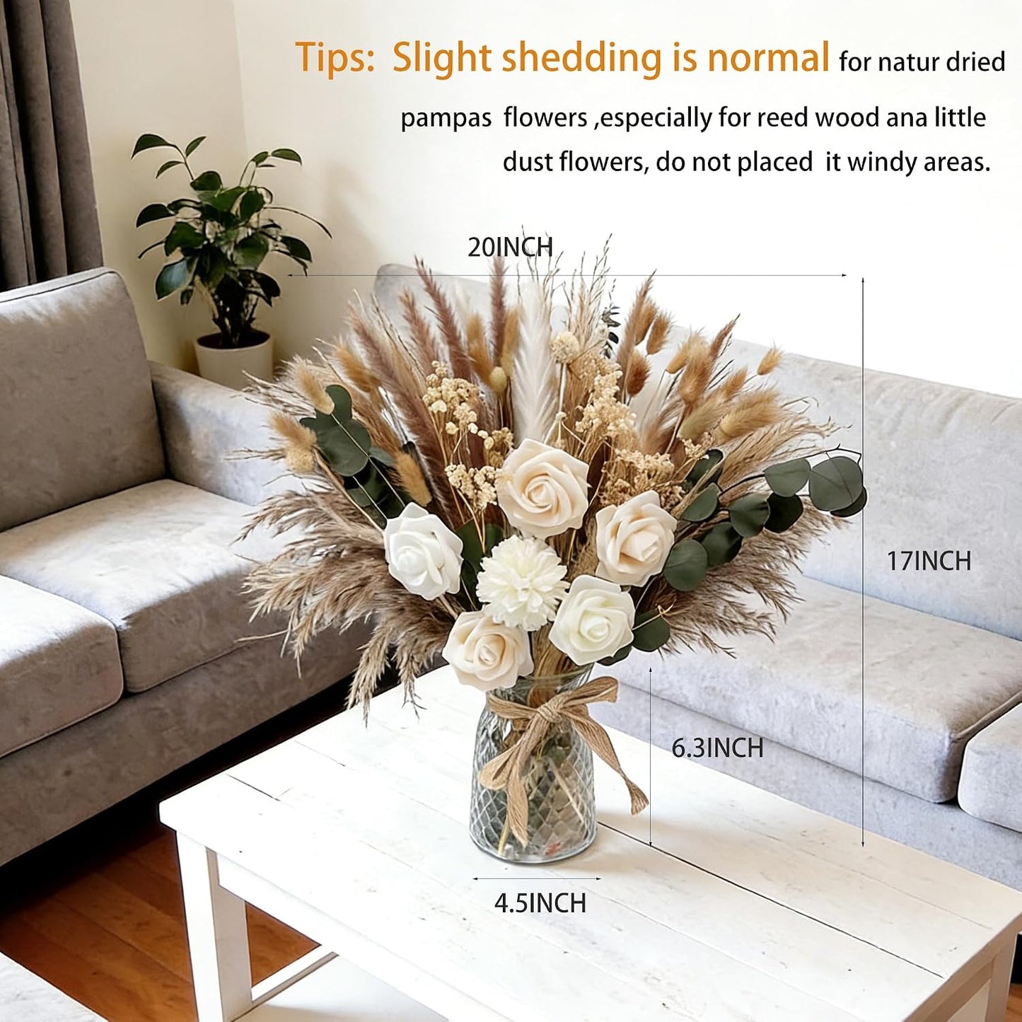 Indoor Artificial Dried Flowers / Natural Champagne / Set of 101