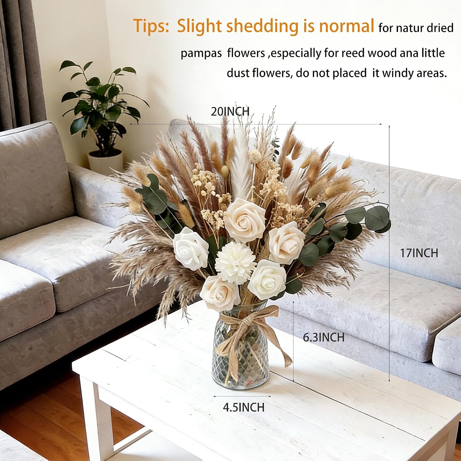 Indoor Artificial Dried Flowers / Natural Champagne / Set of 101