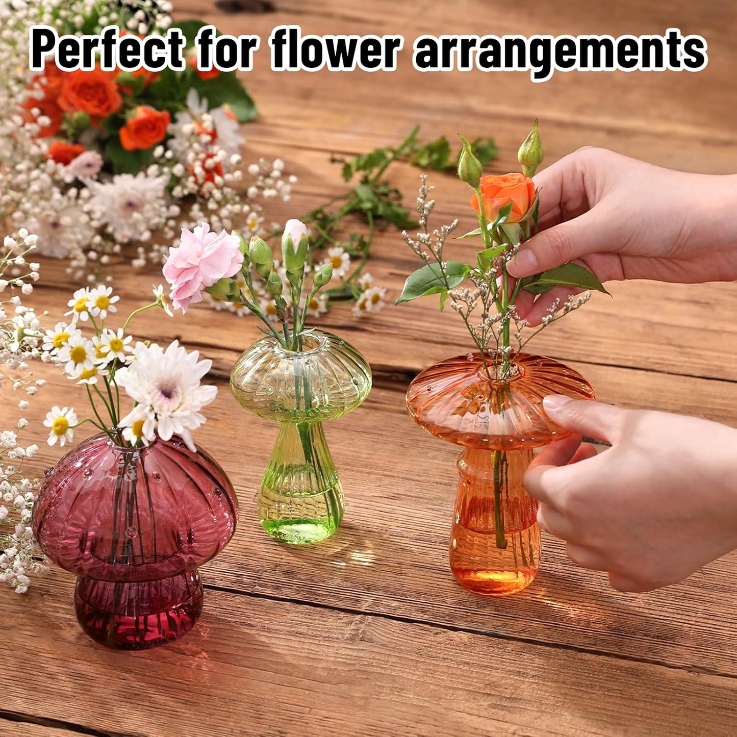 Colored Mushroom Flower Vase / Colorful / Set of 6