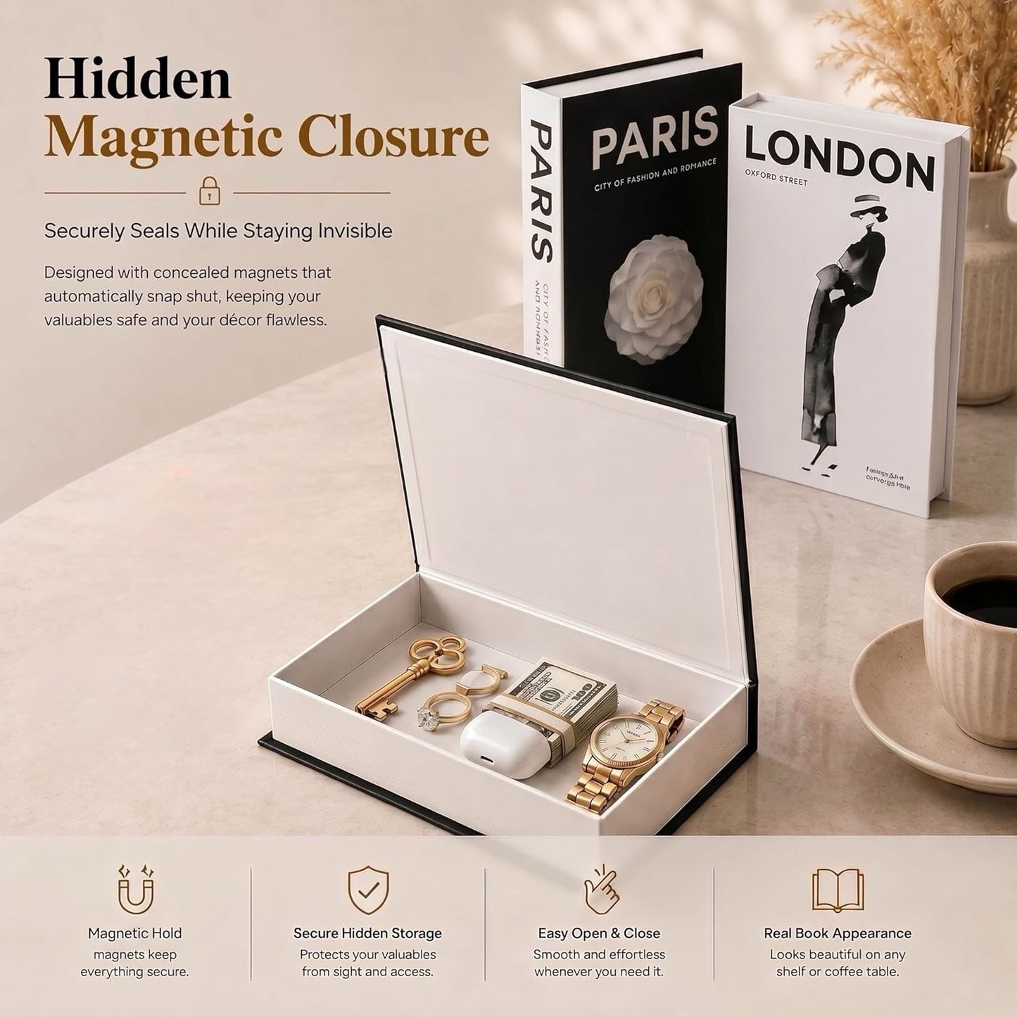 Hidden storage faux book boxes / Set of 3