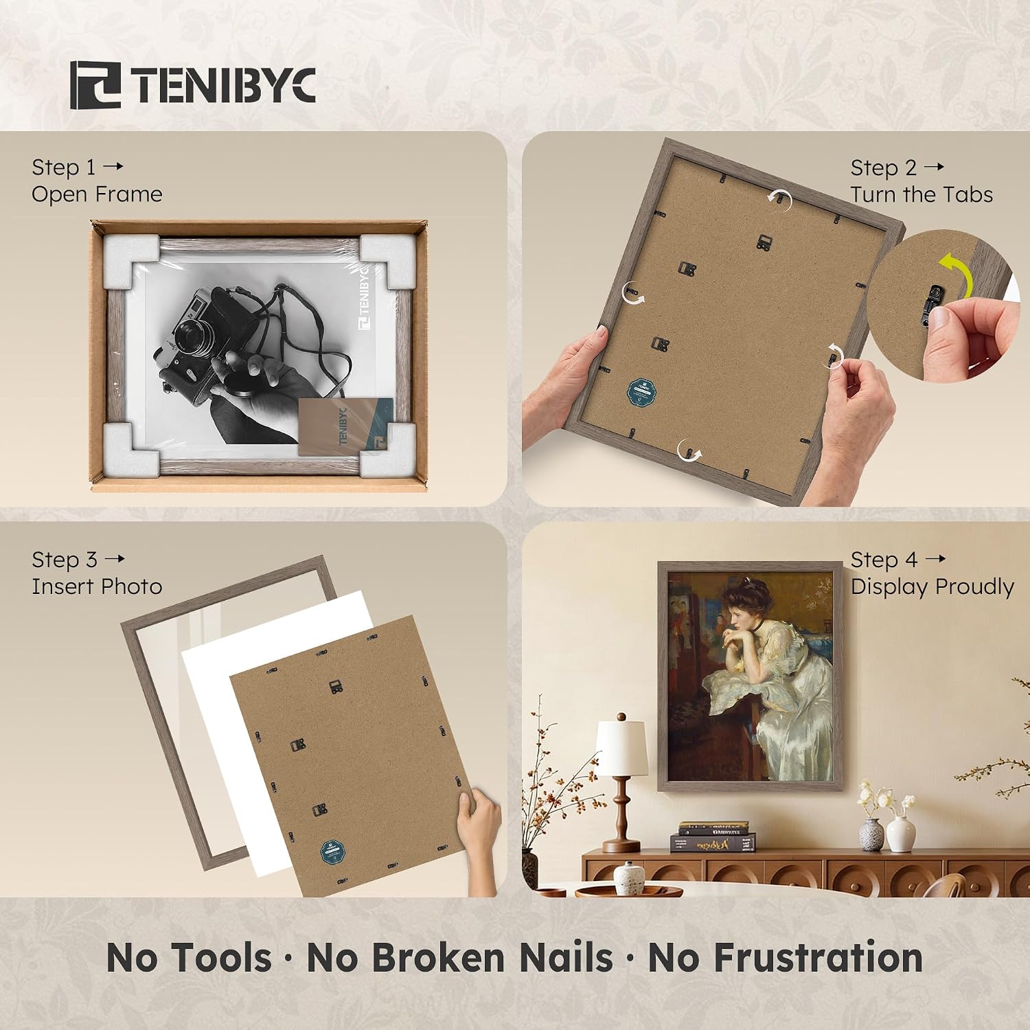 16x24 Picture Frame, Walnut Wood, 3 Pack, Wall for Photos | 1.2mm HD Plexiglass, Large Movie Poster Frame, Horizontal
