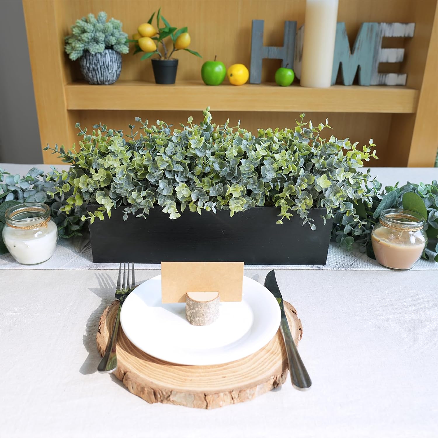 14" Artificial Eucalyptus Arrangement Faux Eucalyptus Plants in Black / Eucalyptus In Black