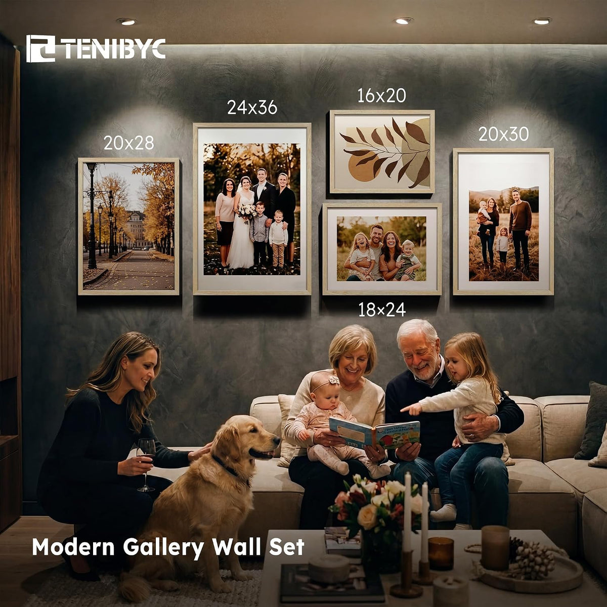 18x24 Poster Frame, Natural Wood, 3 Pack, Wall Hanging for Picture | Thick Polished Plexiglass, Large Movie Poster