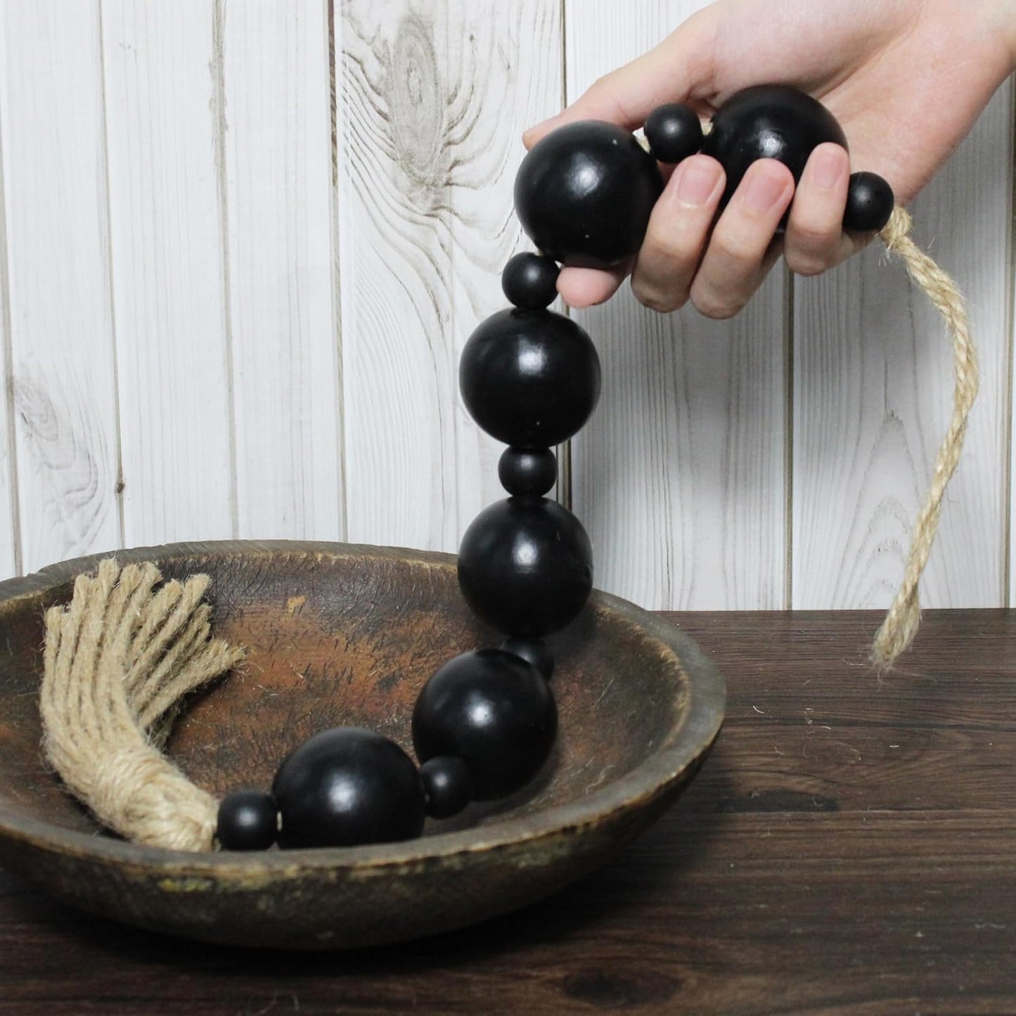 Farmhouse Decor Wooden Bead / Black-style-3