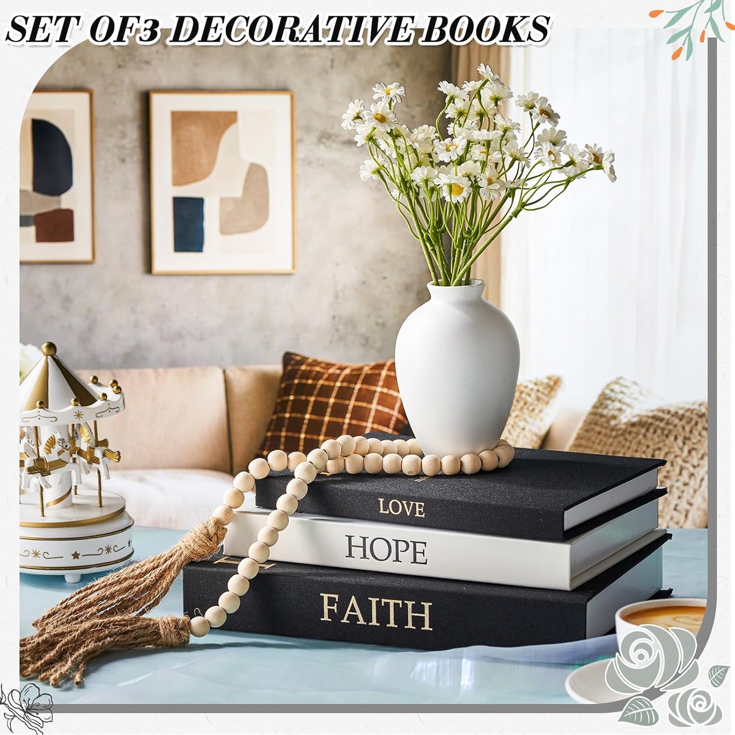 Linen Decorative Books / Black / Set of 3