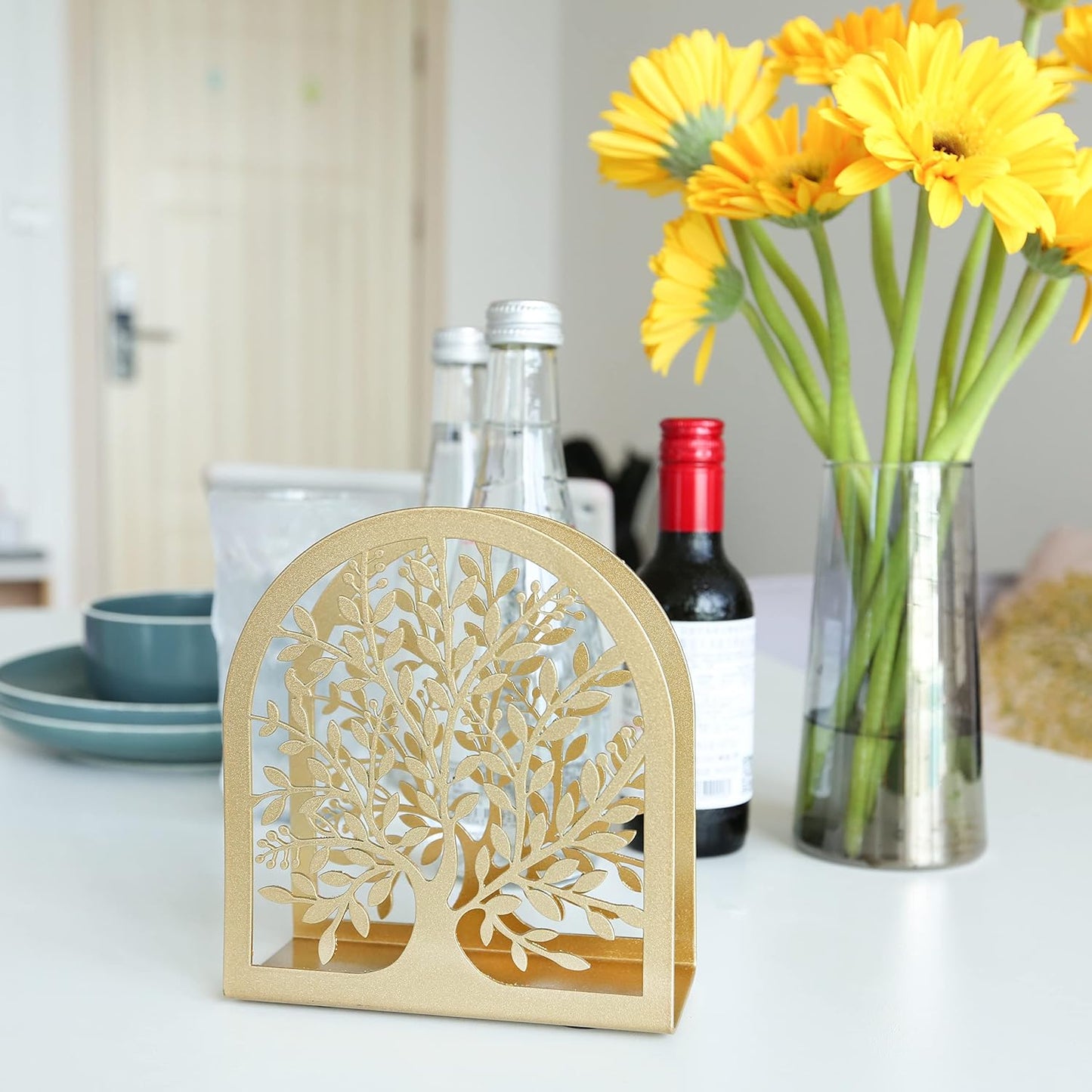 Napkin Holder / Gold Tree of Life