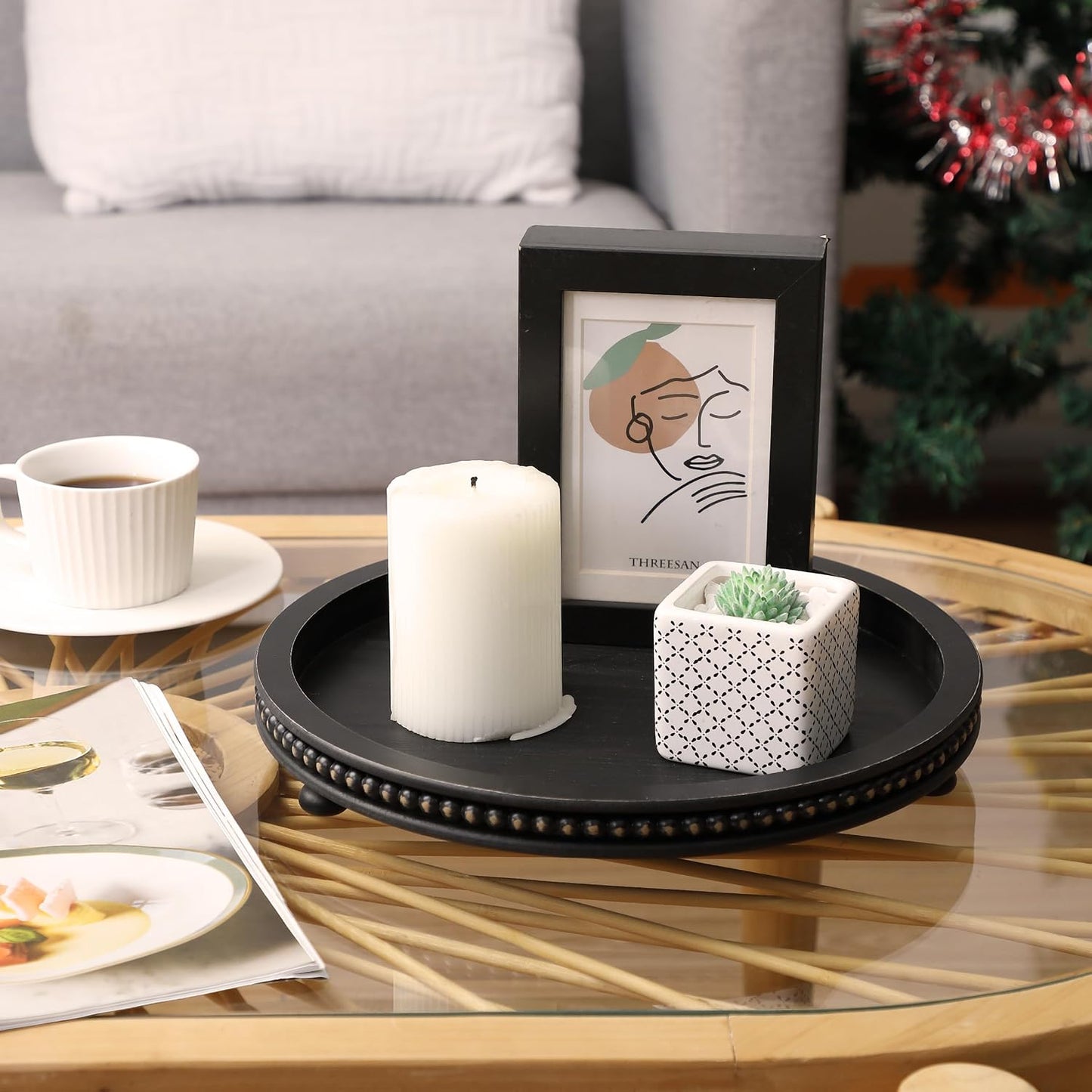 Wooden Round Tray / Black