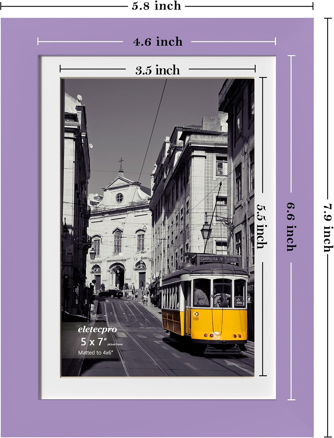 eletecpro 5x7 Picture Frames, Acrylic Cover, Purple, Set of 10 | Display Photo 4x6 with Mat or 5x7 without, Horizontal