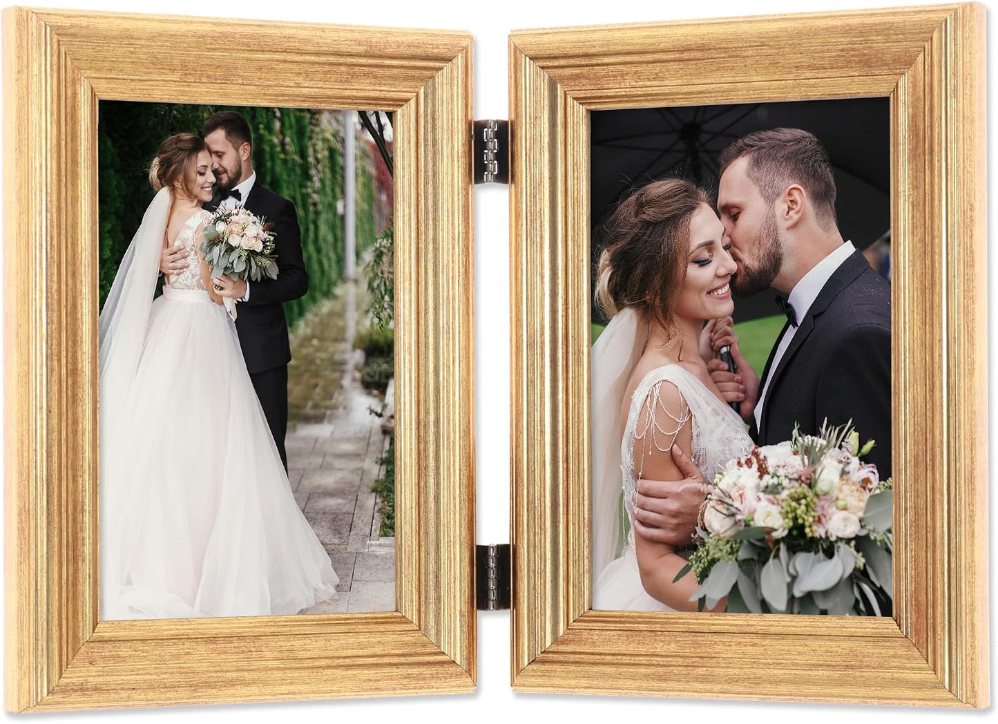 Lawrence Frames 4x6 Hinged Double Sutter Burnished Gold Picture Frame